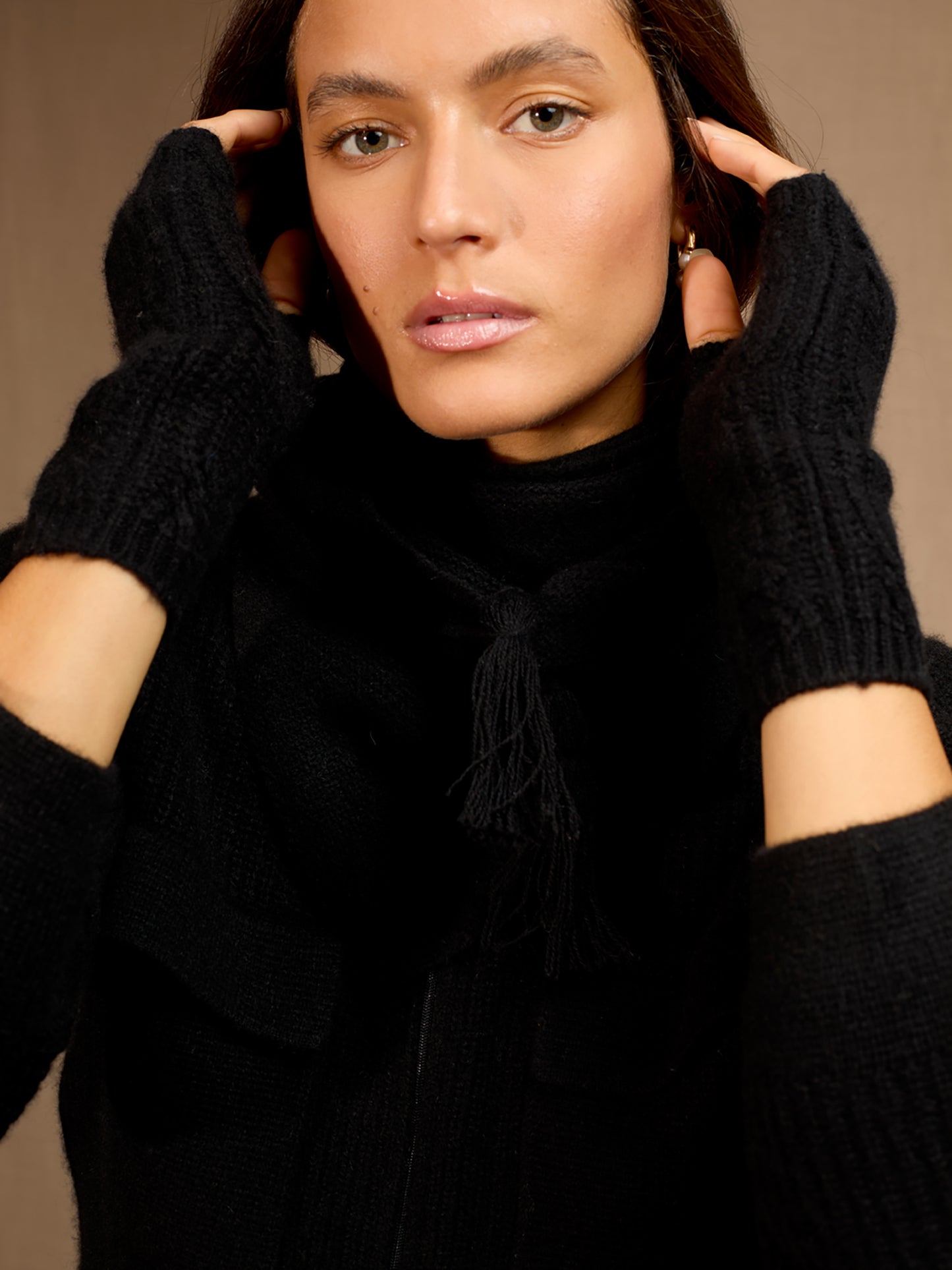 JELO mitaines 6 fils noir 100% cachemire