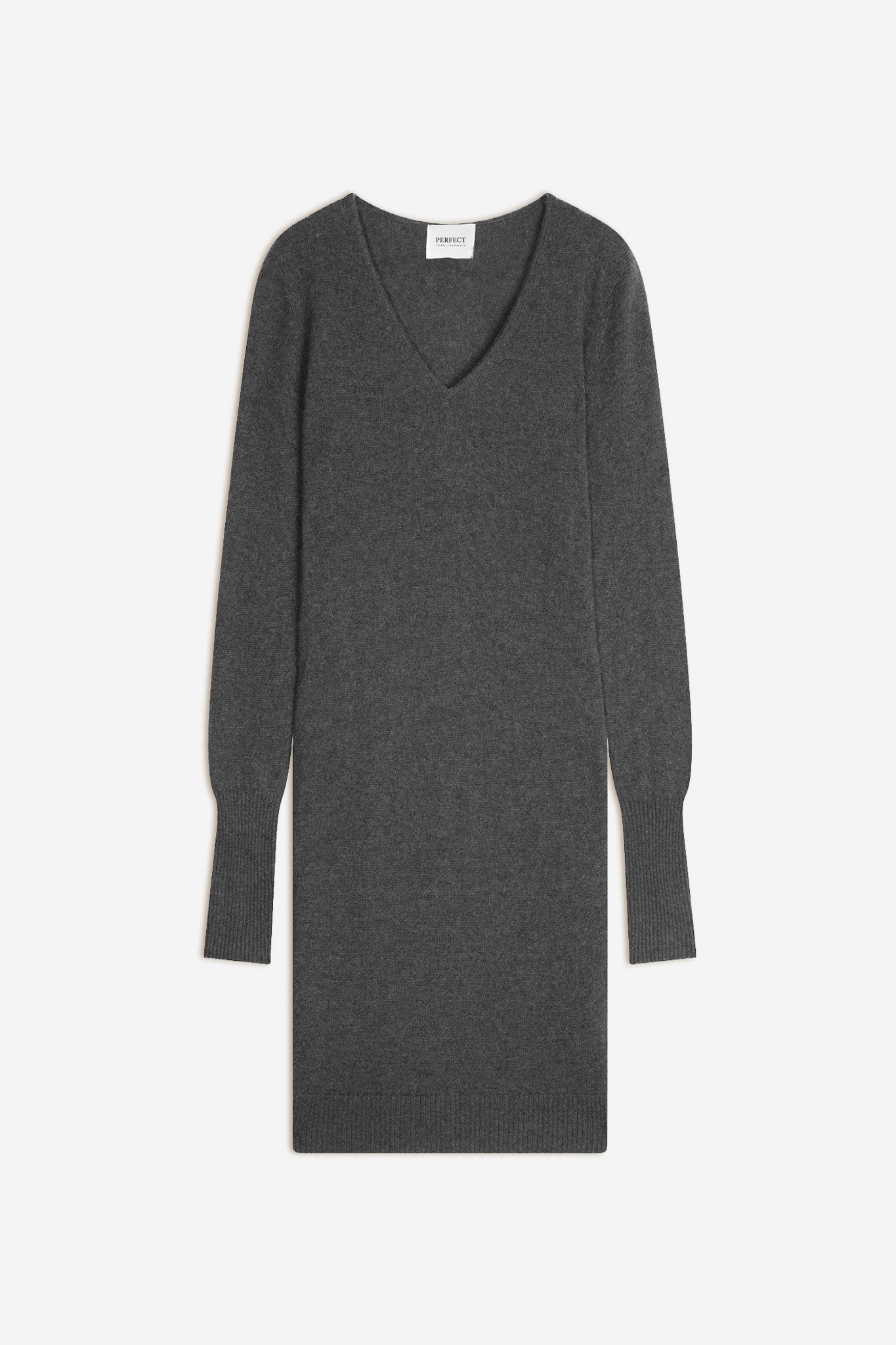 joy robe col v anthracite chiné 100% cachemire