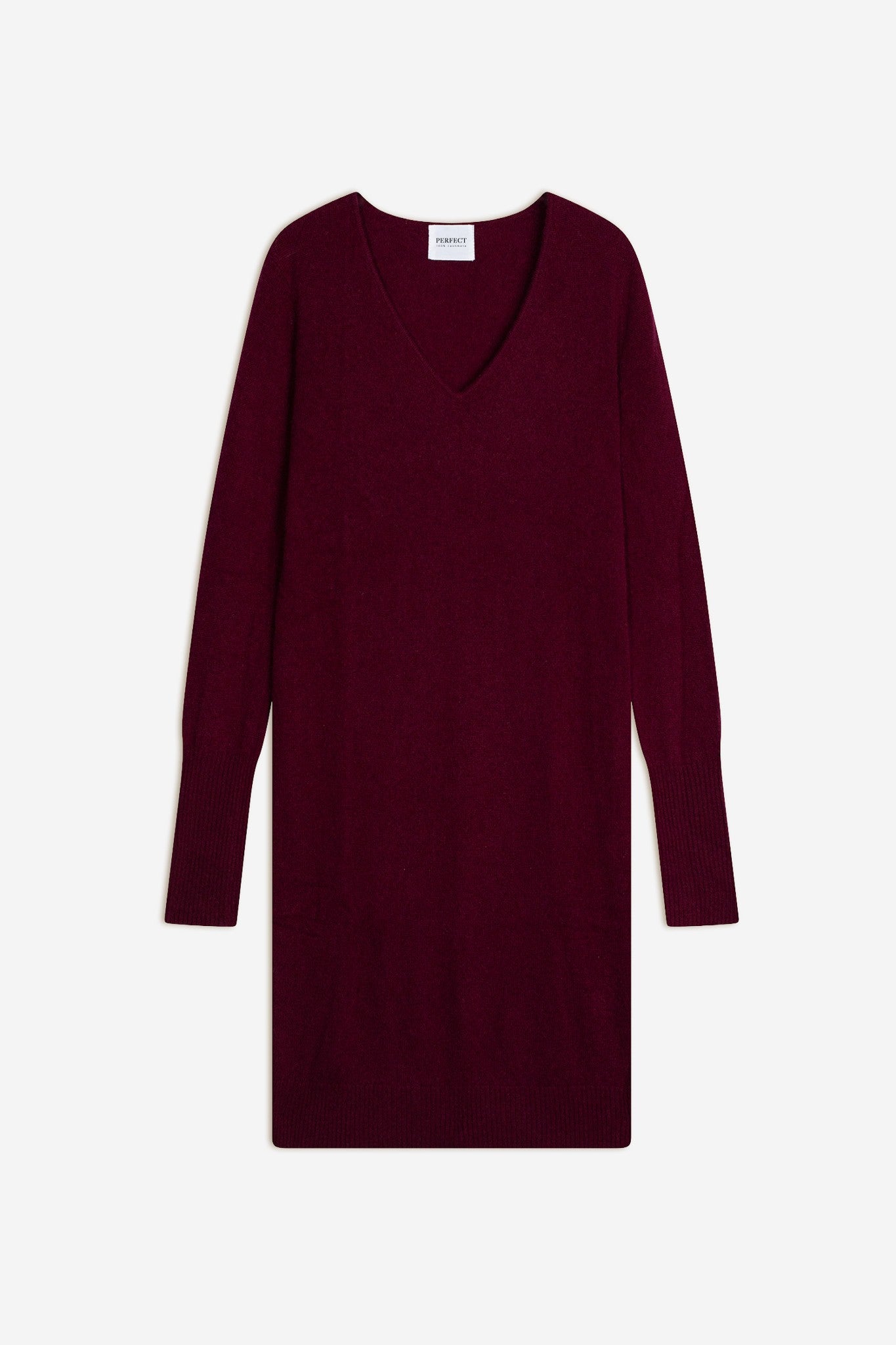 joy robe col v bordeaux 100% cachemire