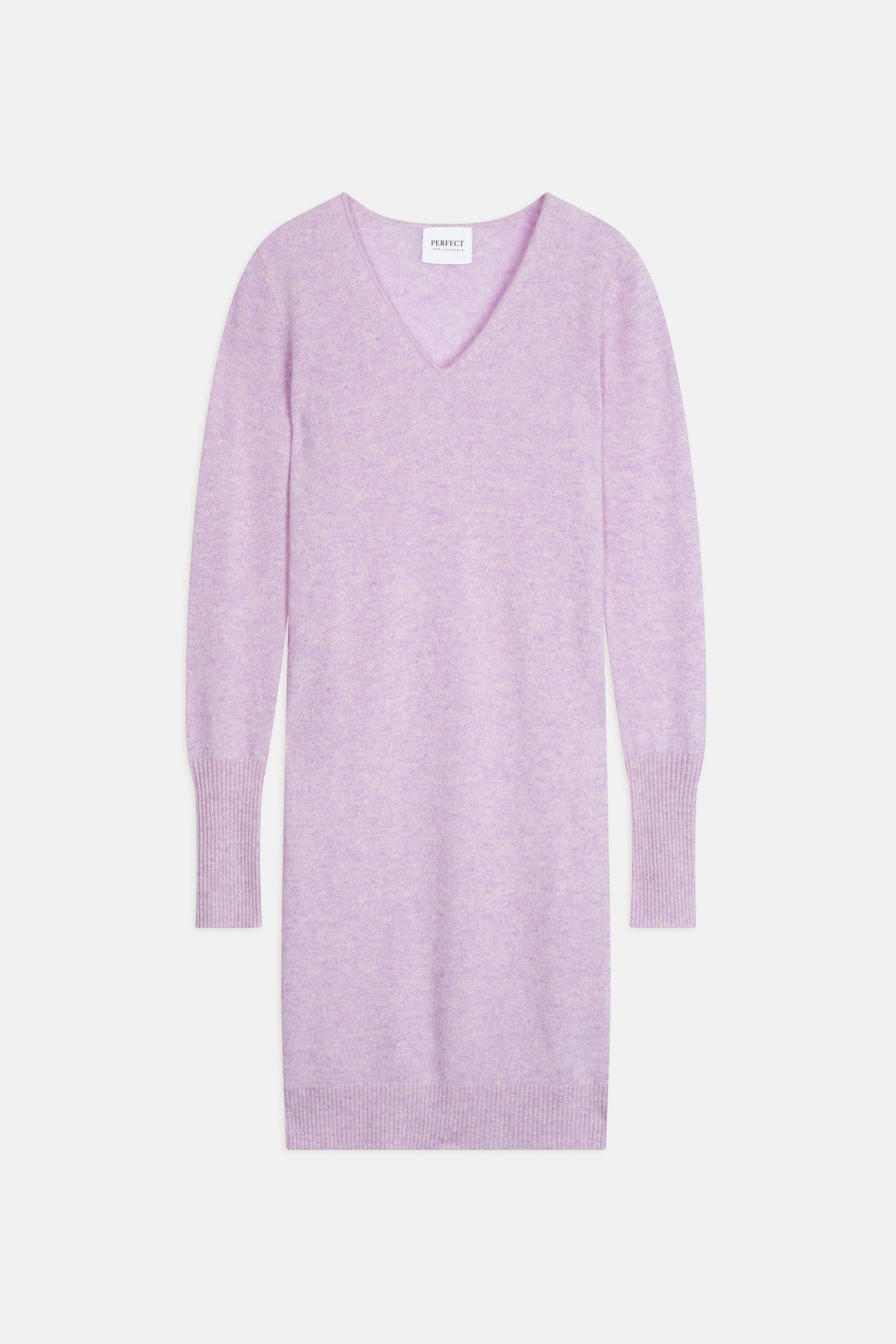 joy robe col v mauve chiné 100% cachemire