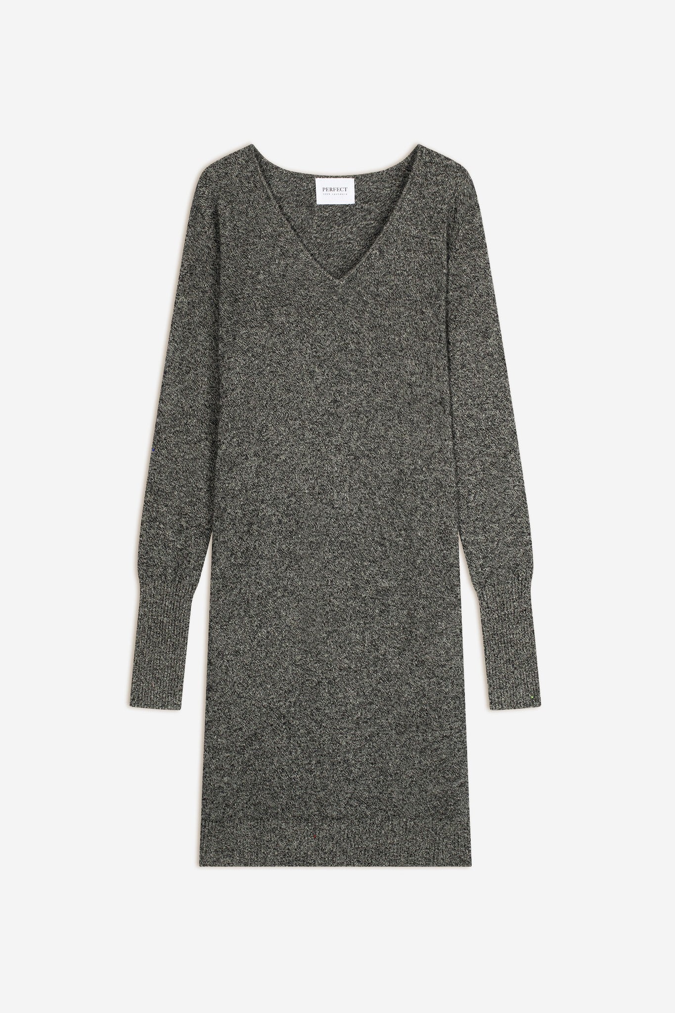 joy robe col v noir/blanc 100% cachemire