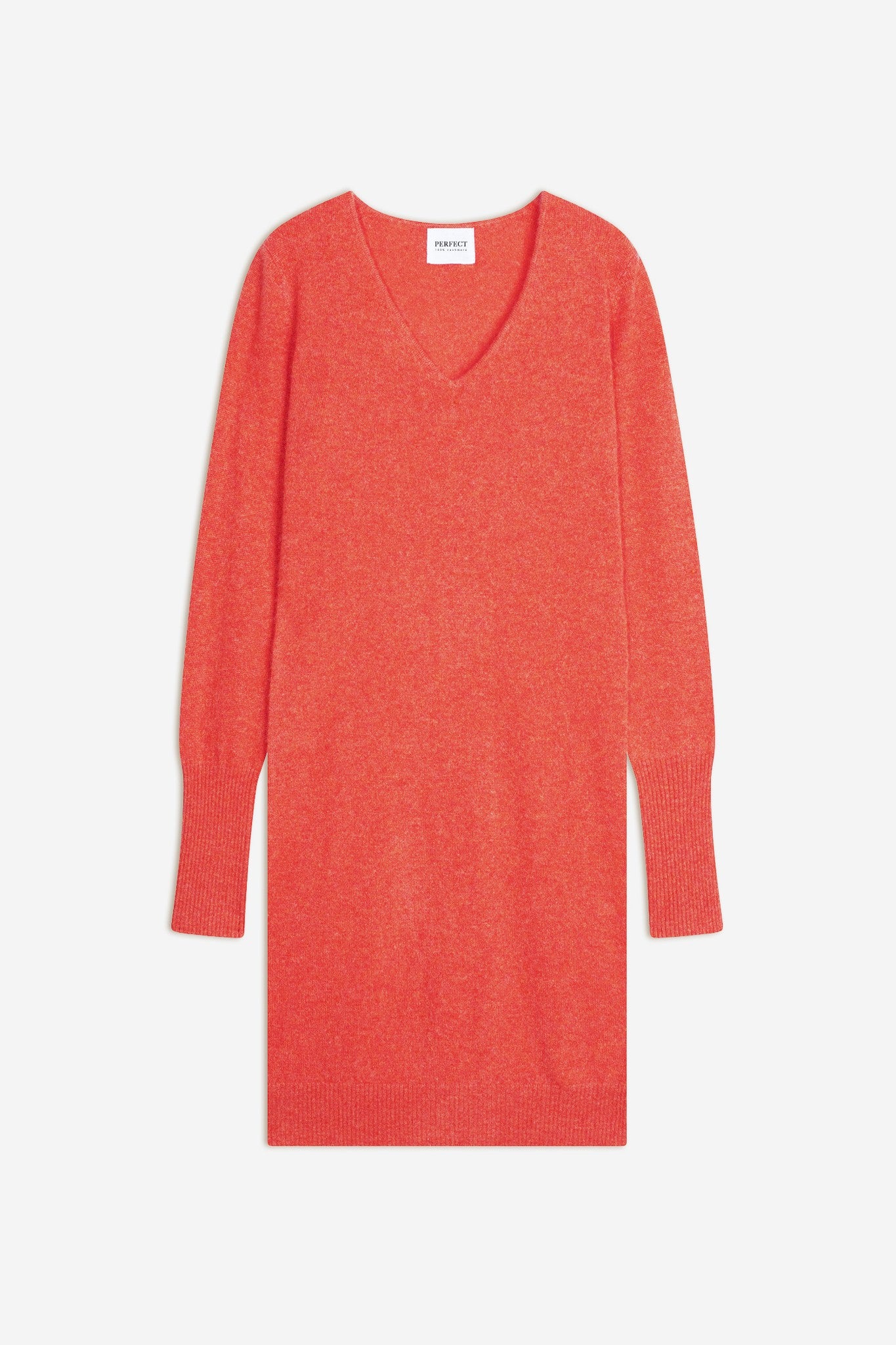 joy robe col v orange chiné 100% cachemire