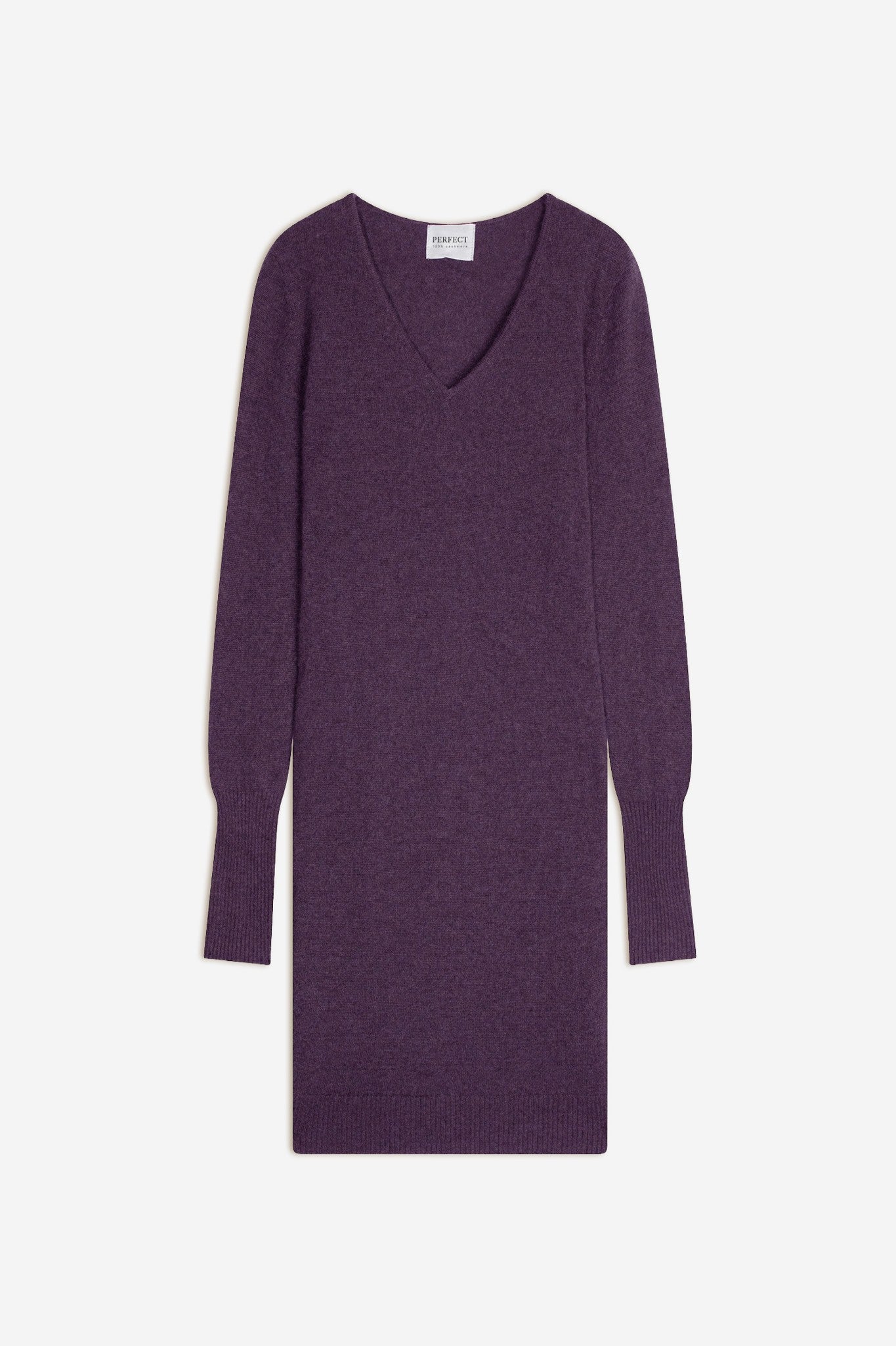 joy robe col v violet chiné 100% cachemire