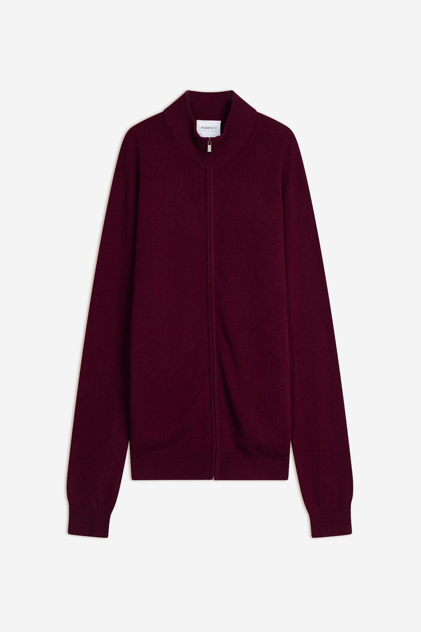 jules gilet zippé col montant bordeaux 100% cachemire