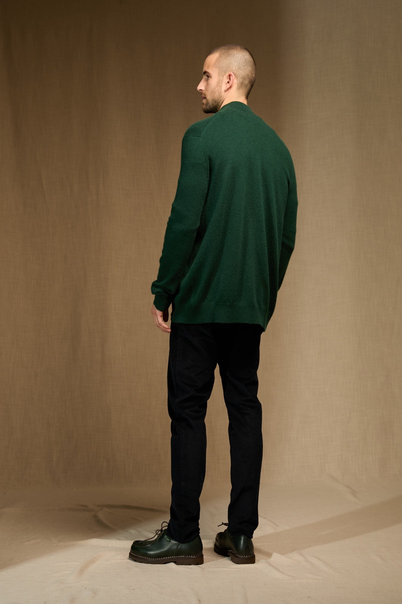 jules gilet zippé col montant cyprès 100% cachemire