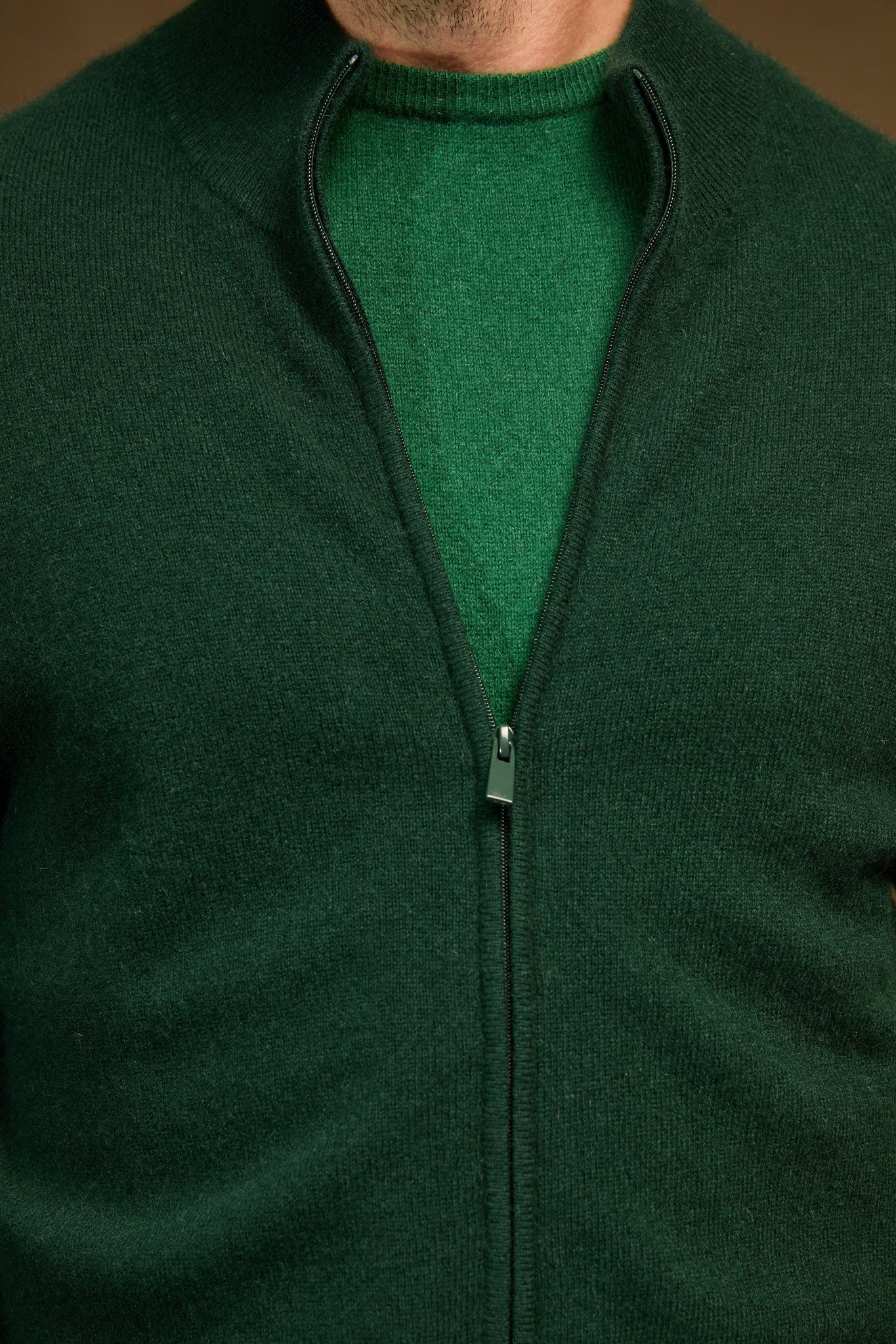 jules gilet zippé col montant cyprès 100% cachemire