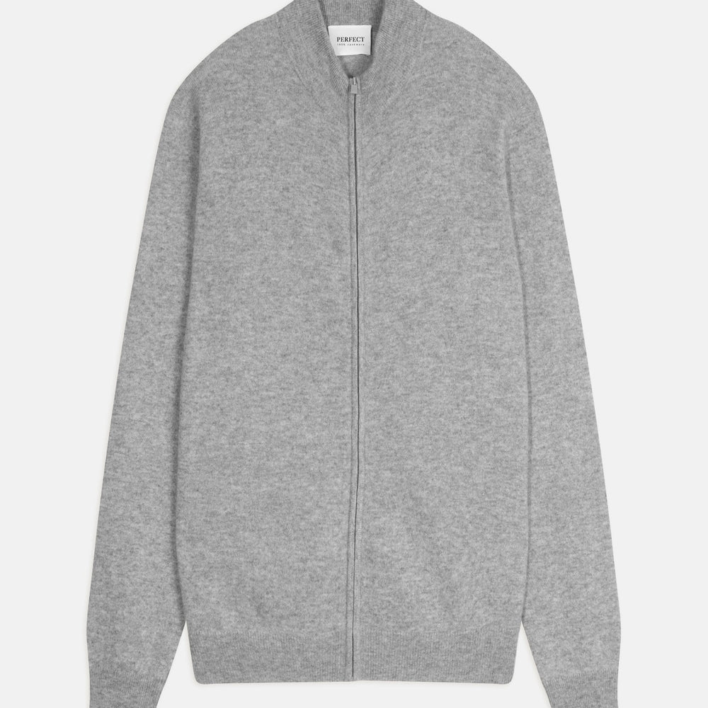 jules gilet zippé col montant nuage chiné 100% cachemire