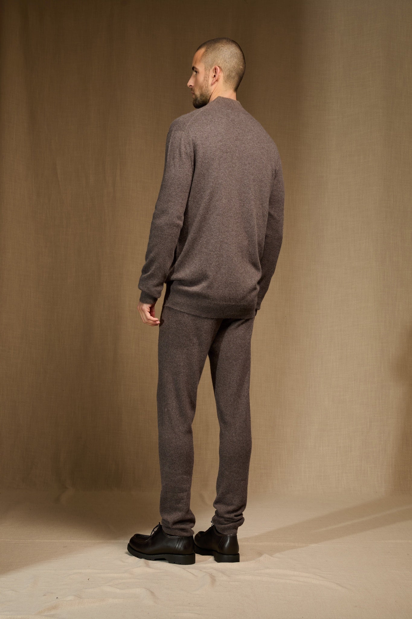 jules gilet zippé col montant taupe chiné 100% cachemire