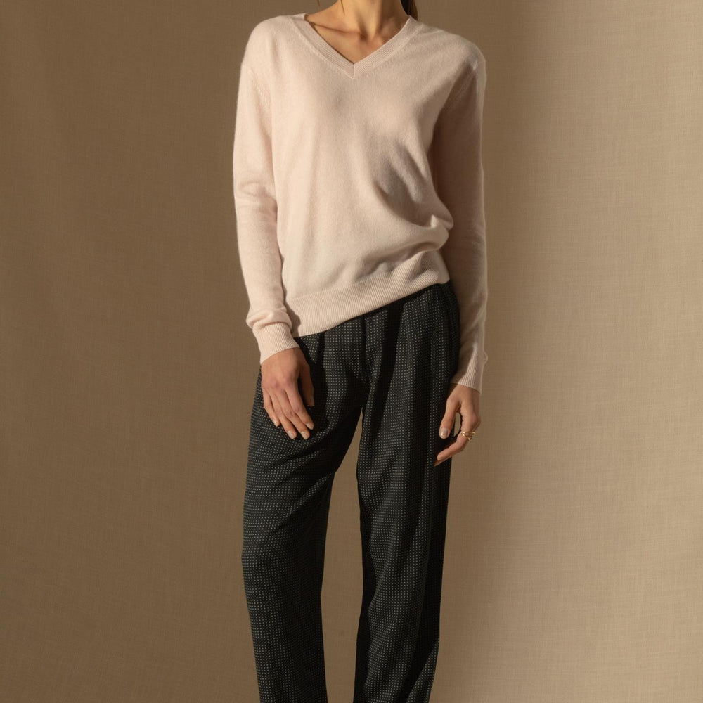 KALIE pull col v  poudre 100% cachemire