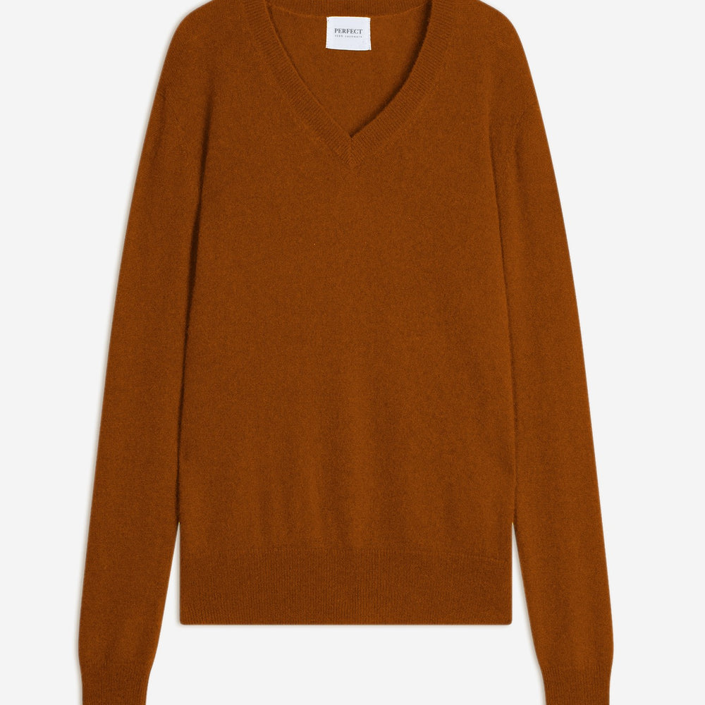 kalie pull col v auburn 100% cachemire