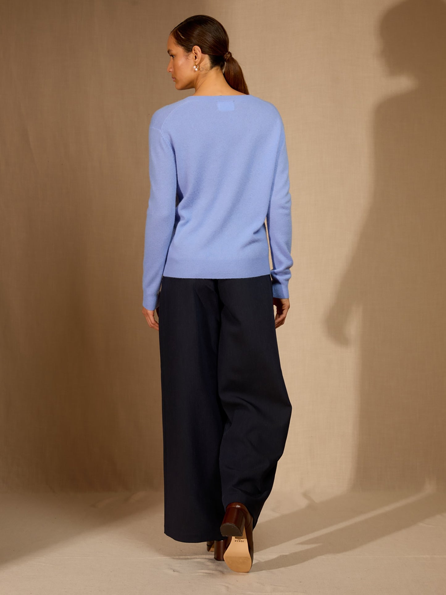 kalie pull col v bleu pastel 100% cachemire