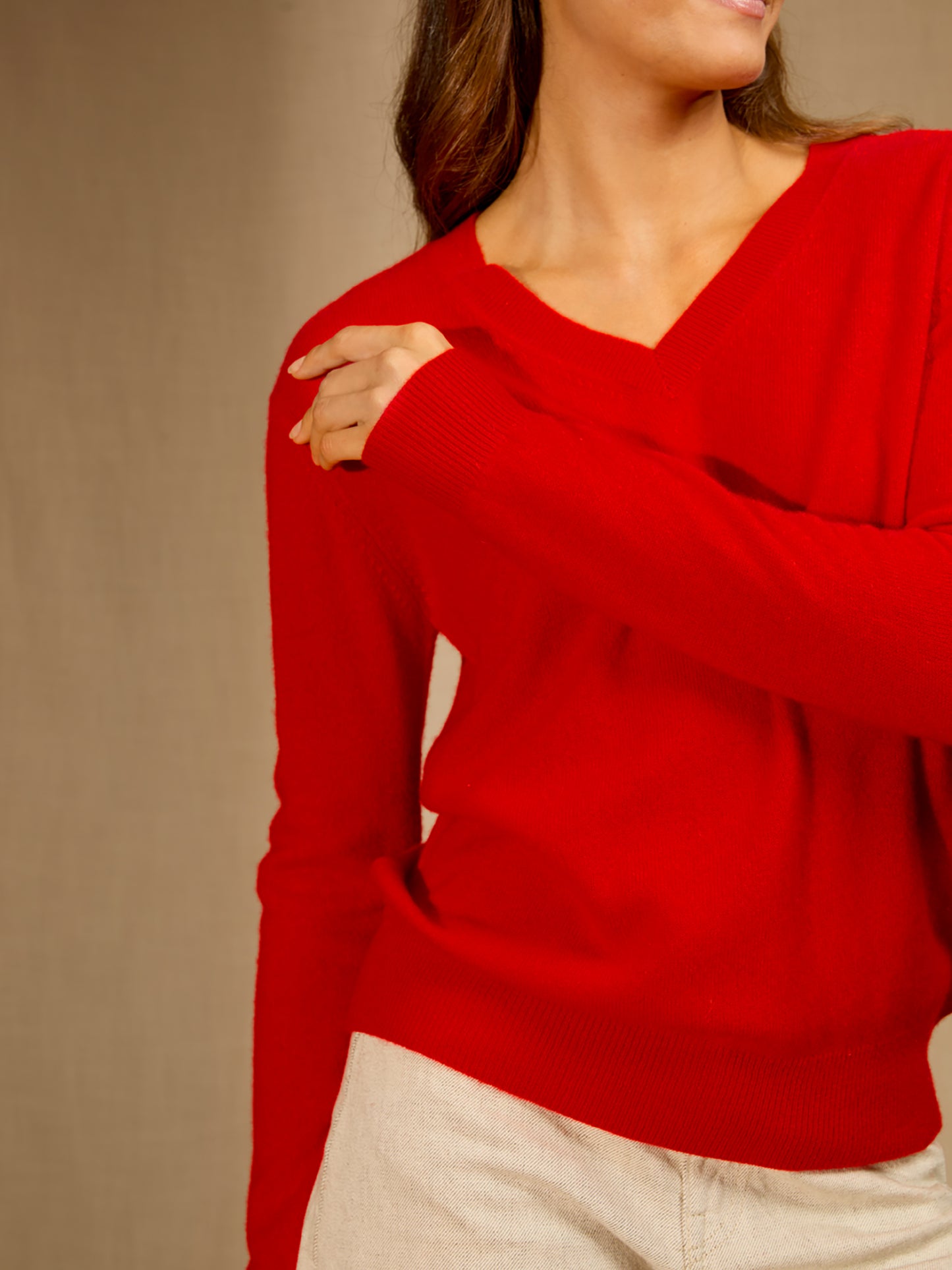 KALIE pull col v carmin 100% cachemire