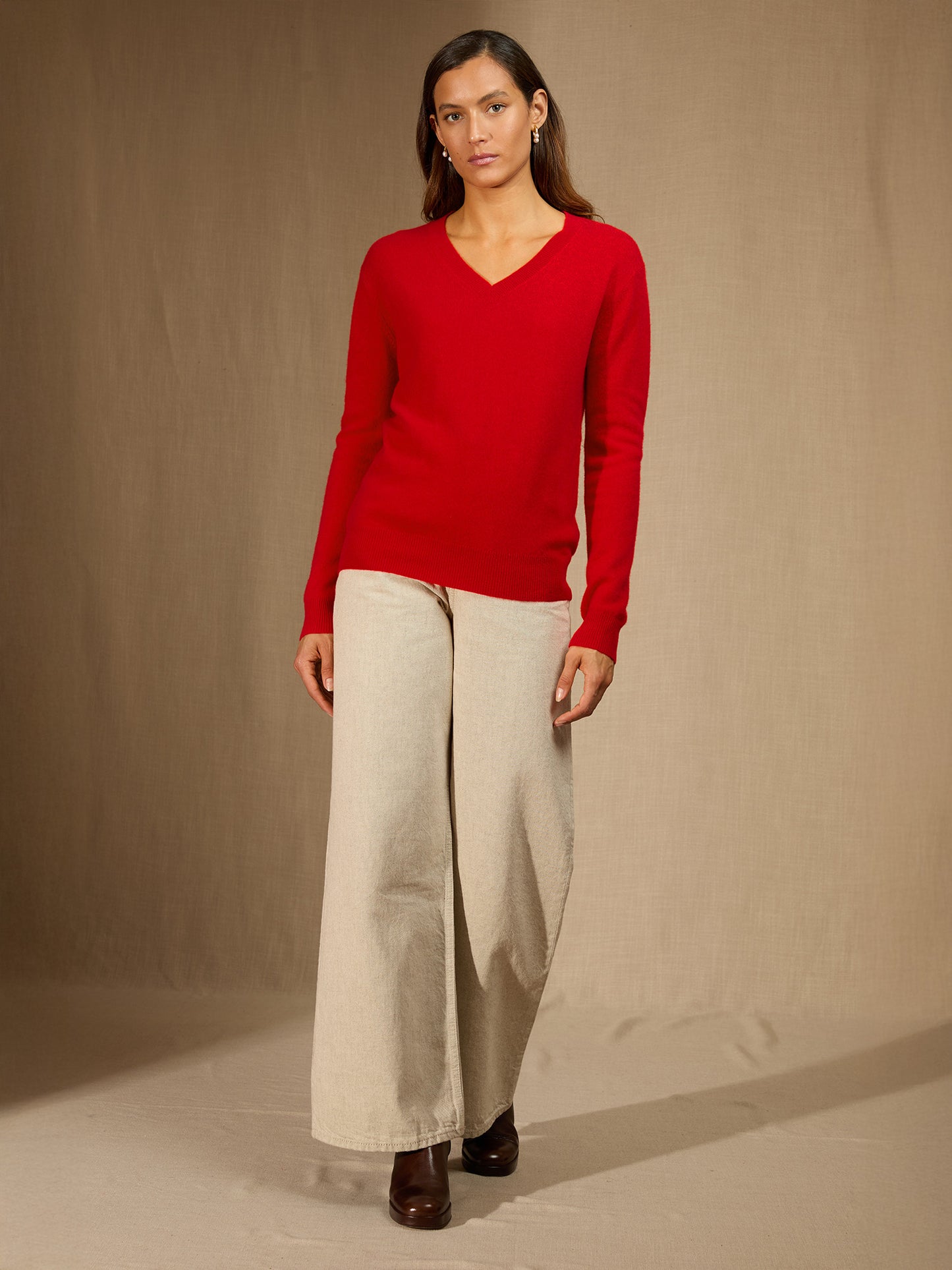 KALIE pull col v carmin 100% cachemire