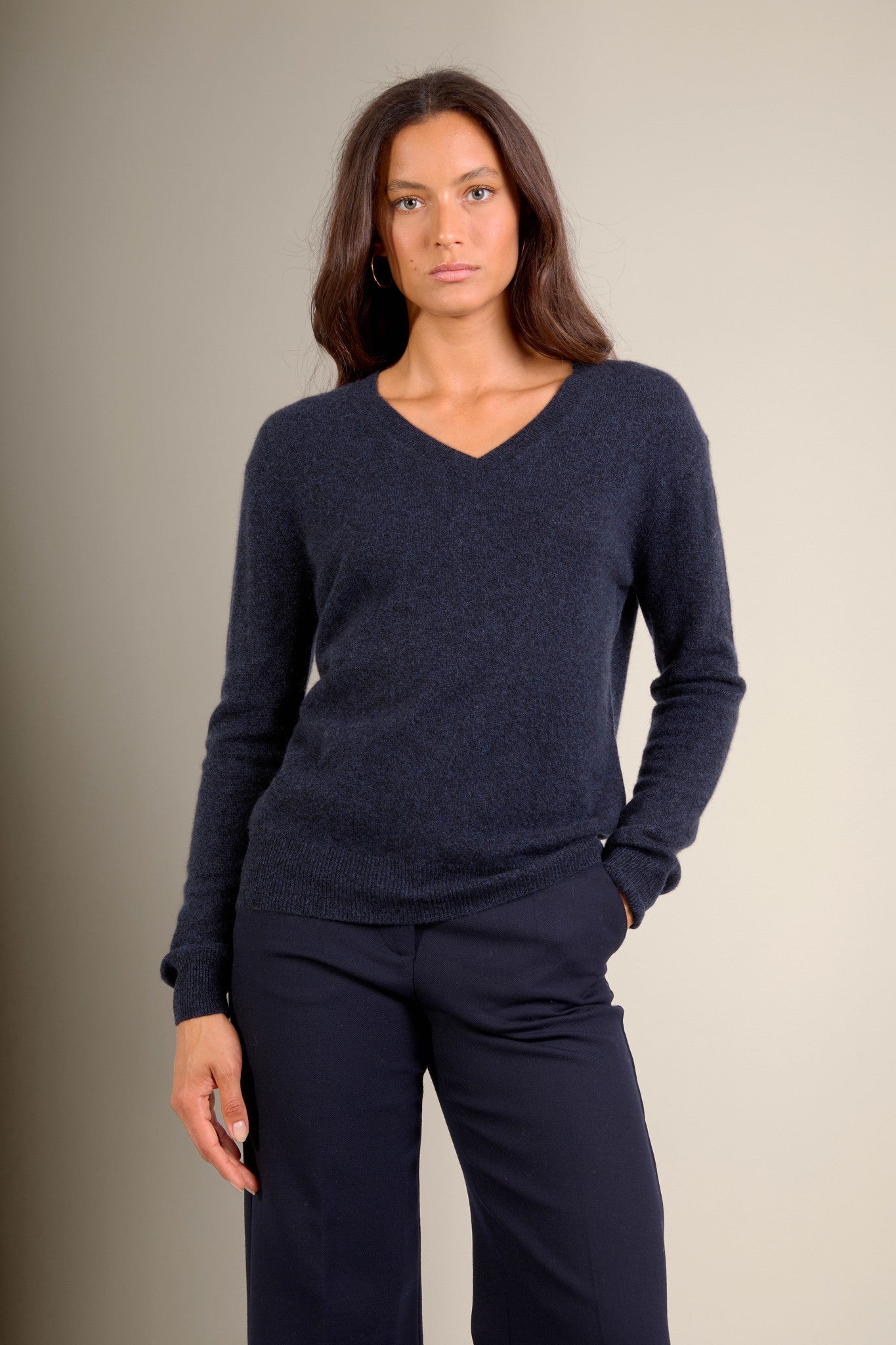 kalie pull col v caviar 100% cachemire