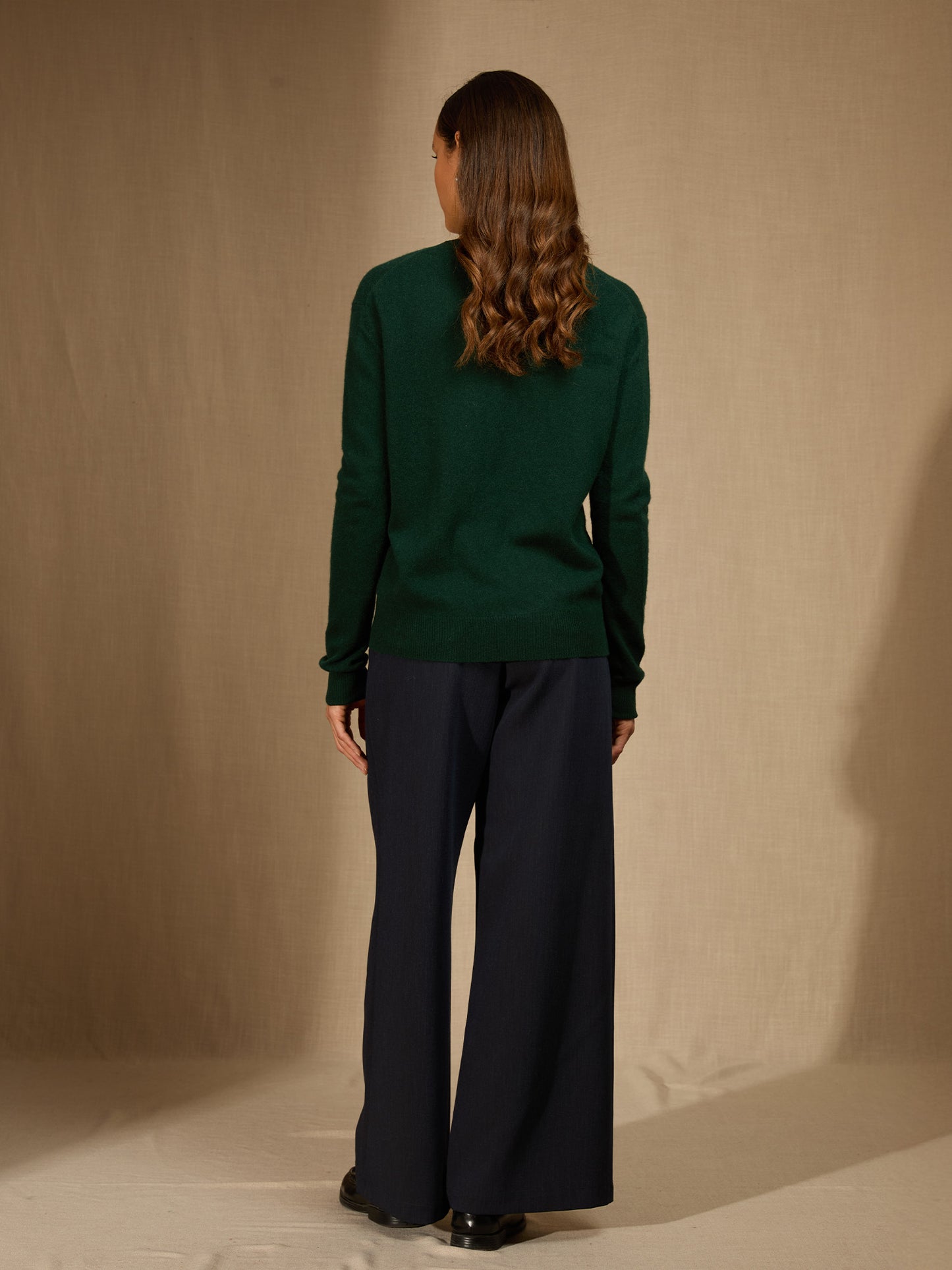 KALIE pull col v cyprès 100% cachemire