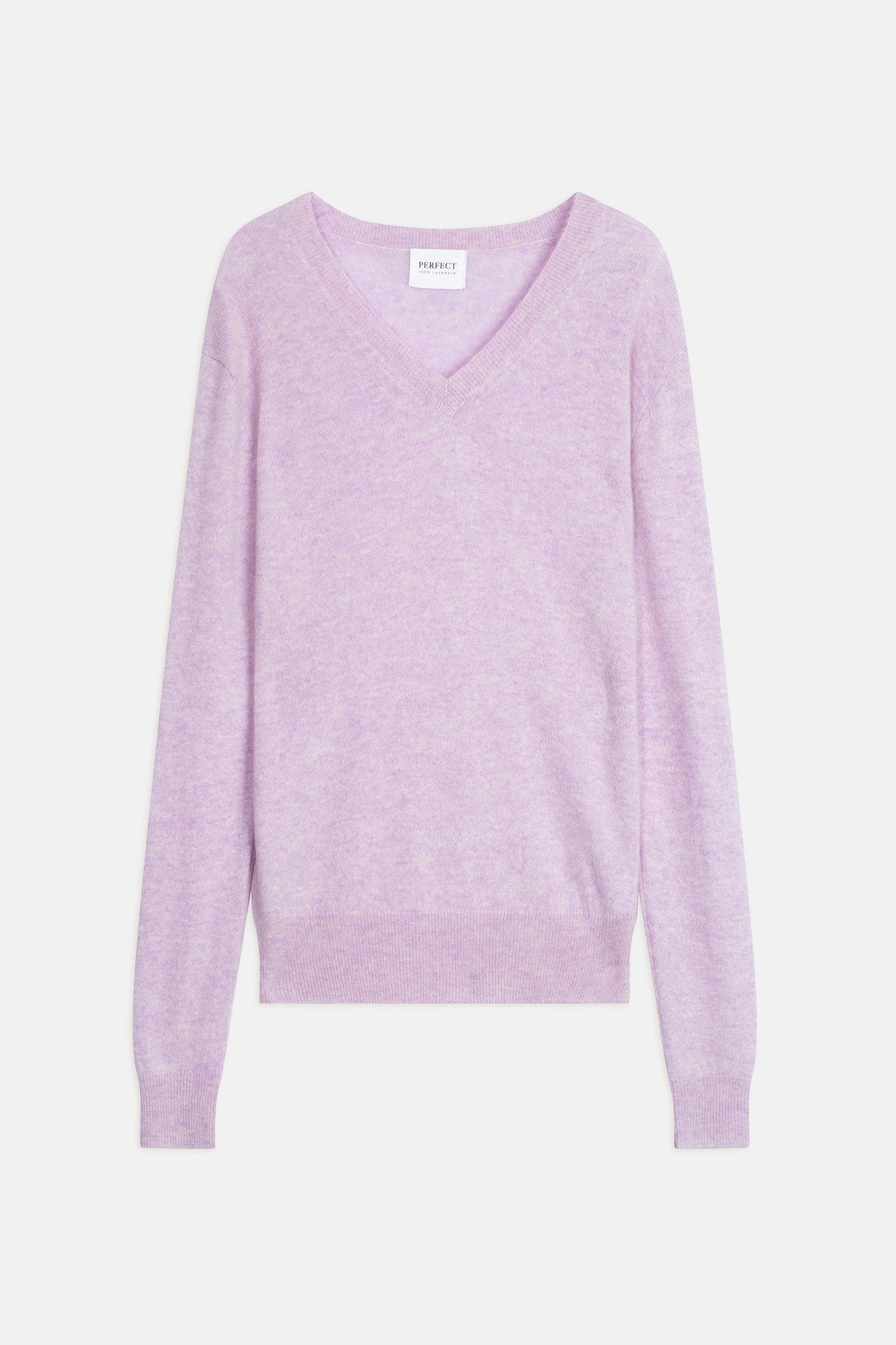 kalie pull col v mauve chiné 100% cachemire
