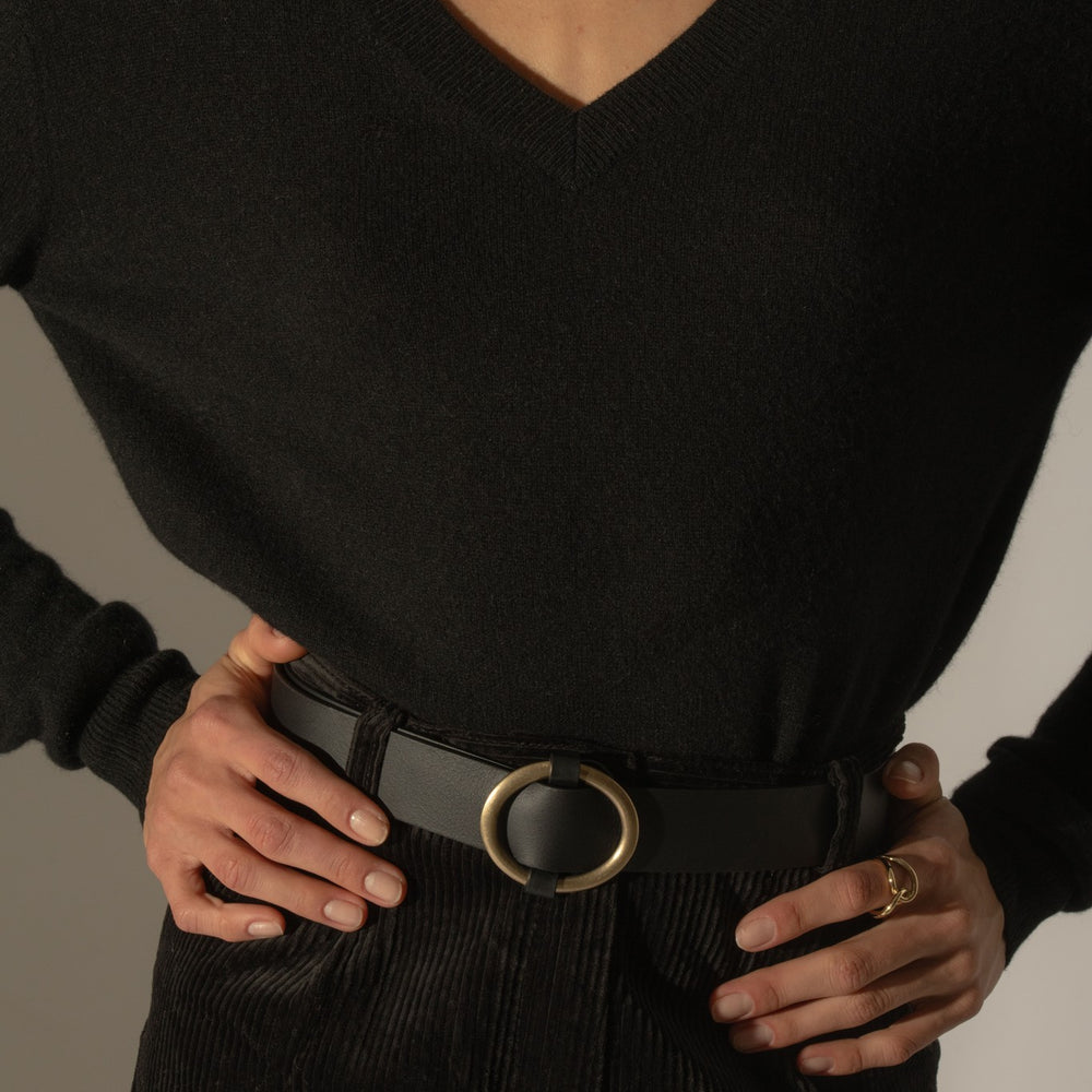 kalie pull col v noir 100% cachemire