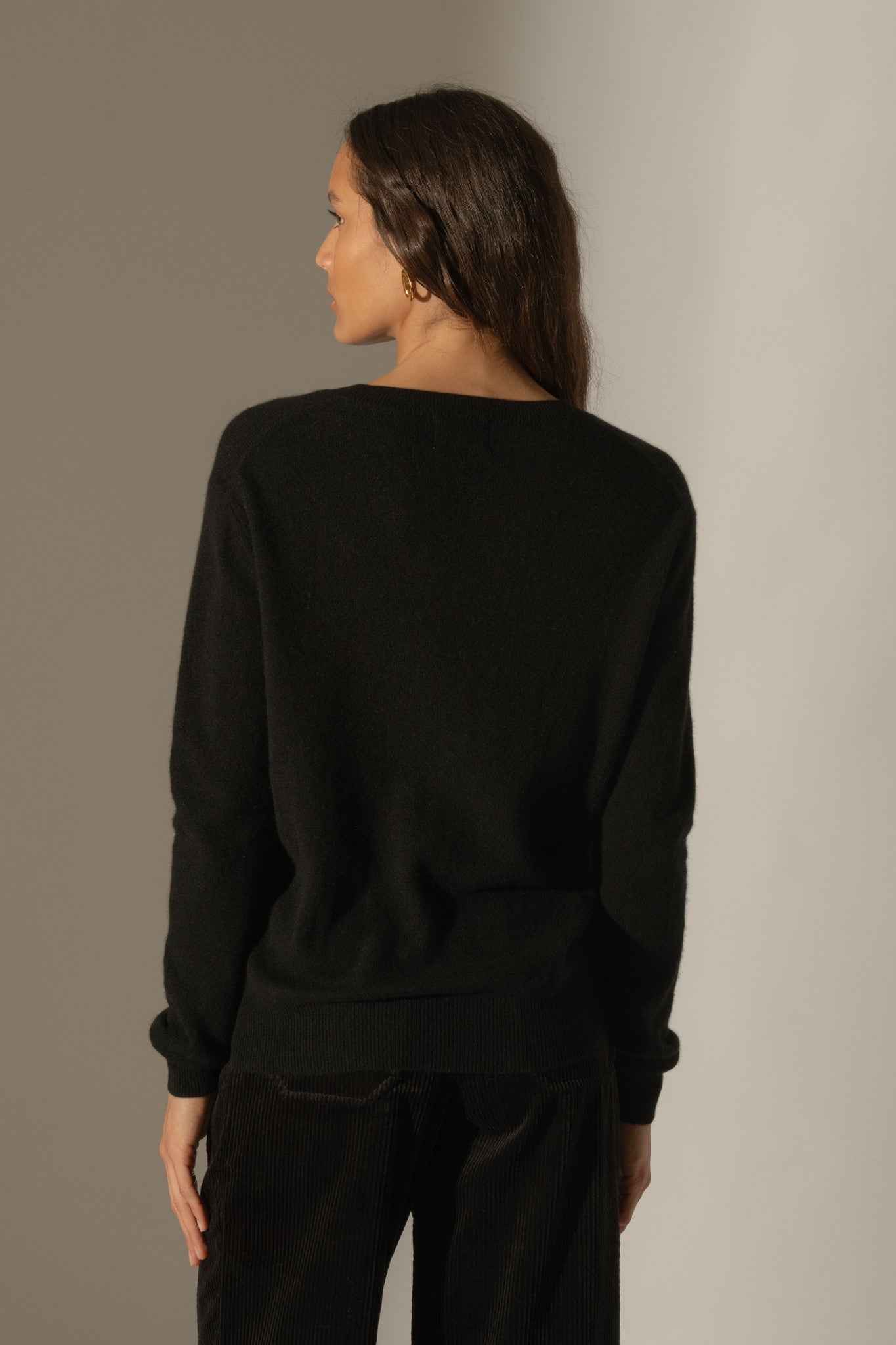 kalie pull col v noir 100% cachemire