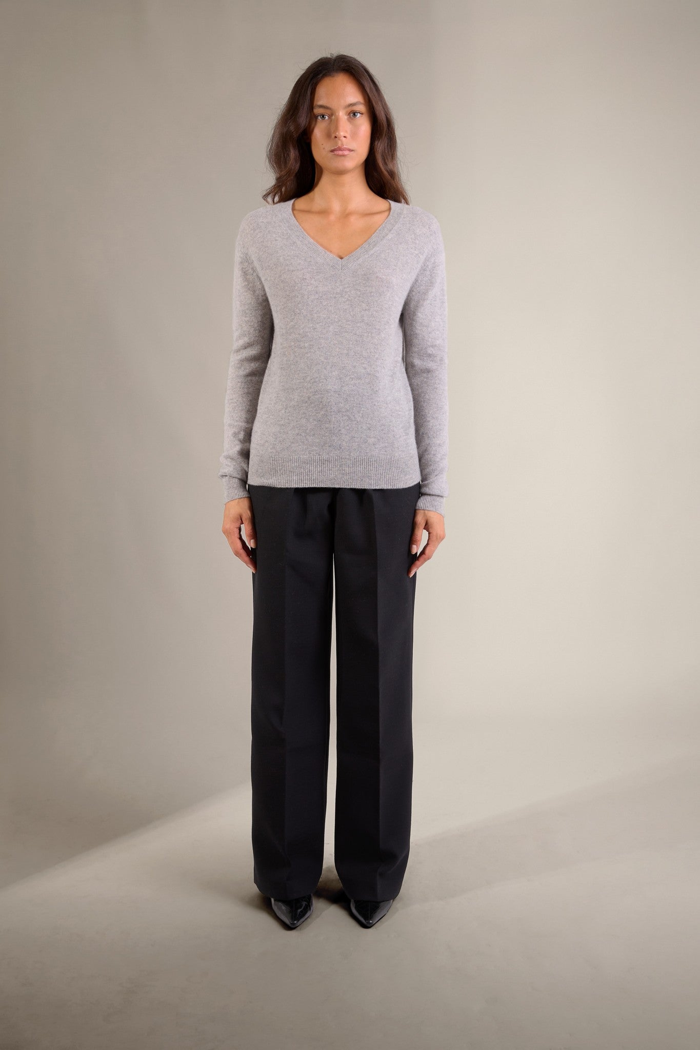 kalie pull col v nuage chiné 100% cachemire