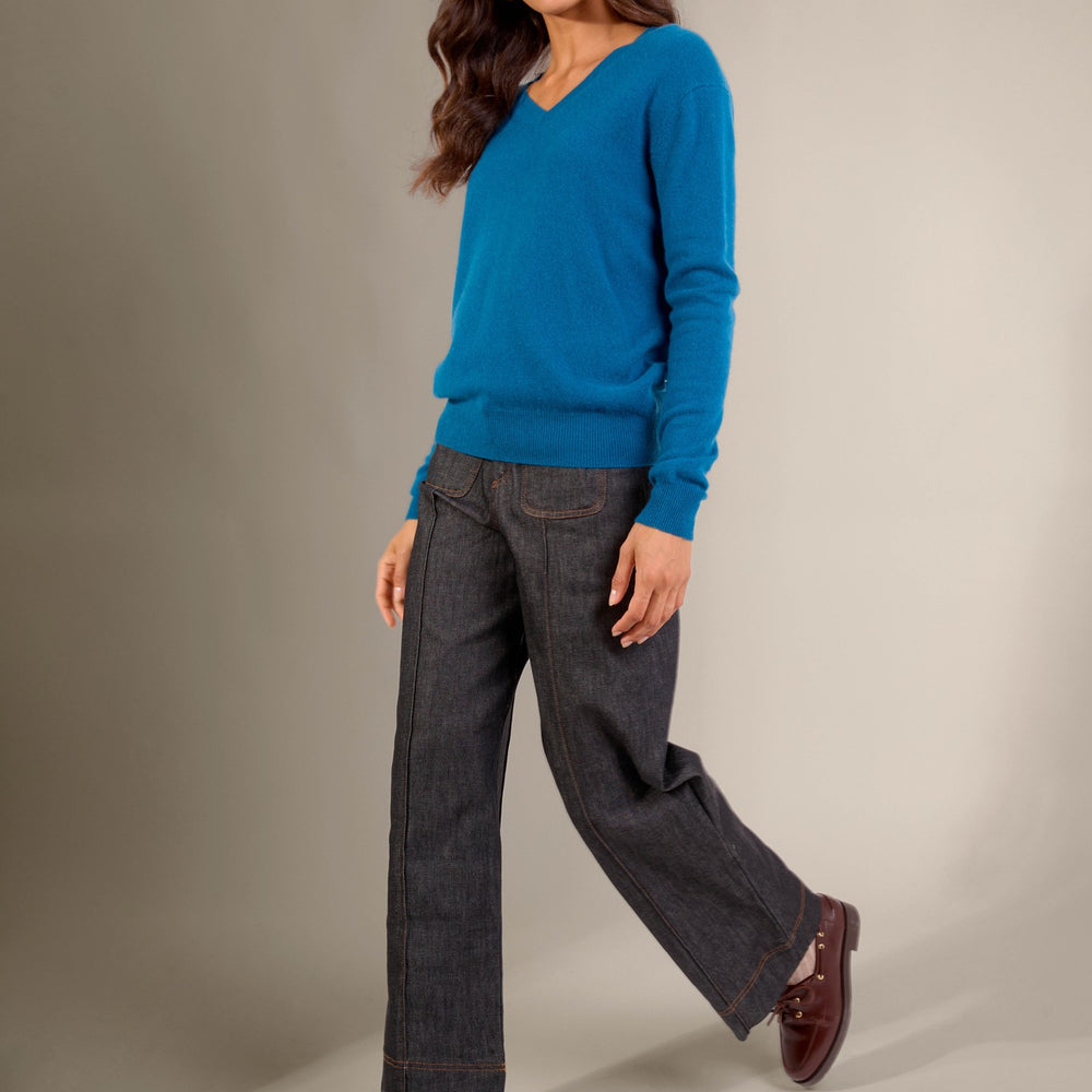 kalie pull col v paon 100% cachemire