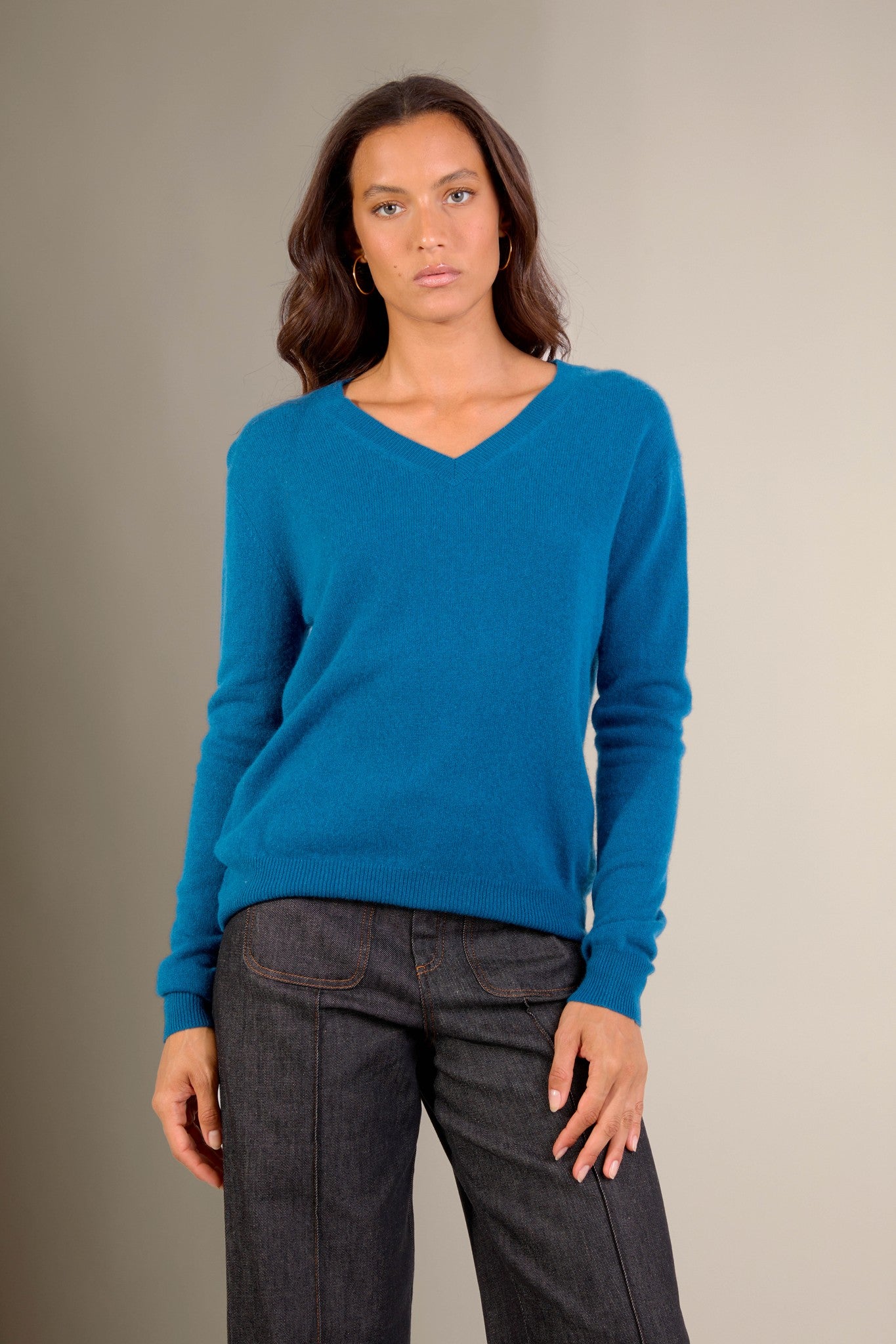 kalie pull col v paon 100% cachemire