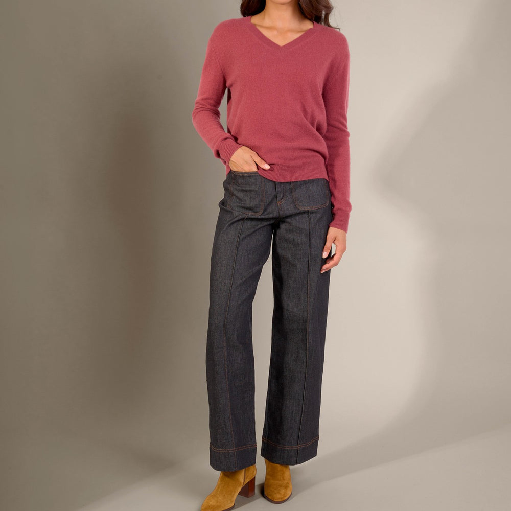 kalie pull col v tomette 100% cachemire