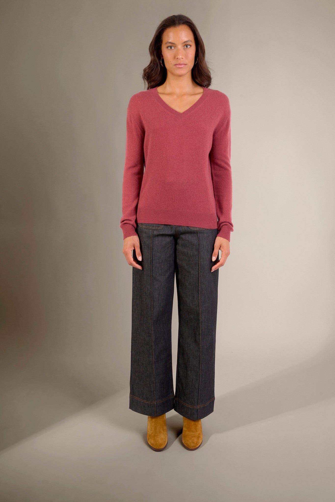 kalie pull col v tomette 100% cachemire