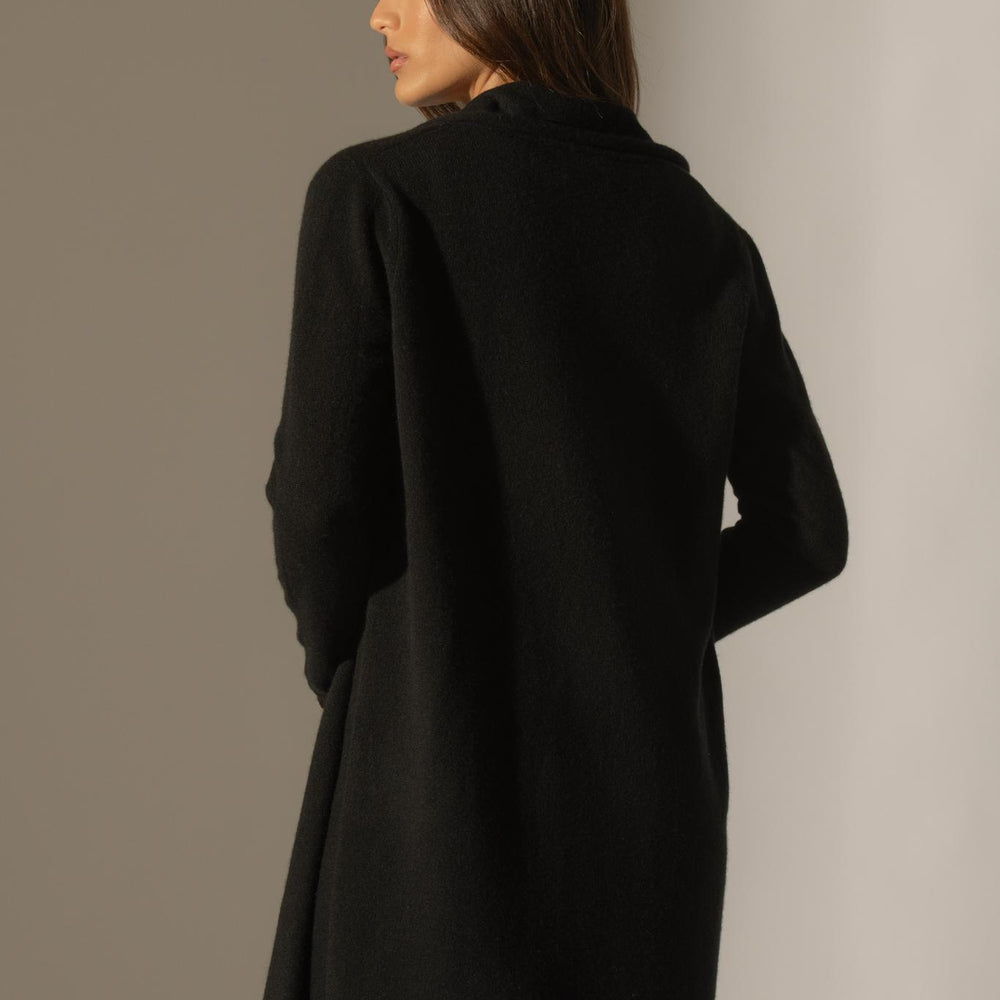 KARA veste longue ouverte col châle noir 100% cachemire