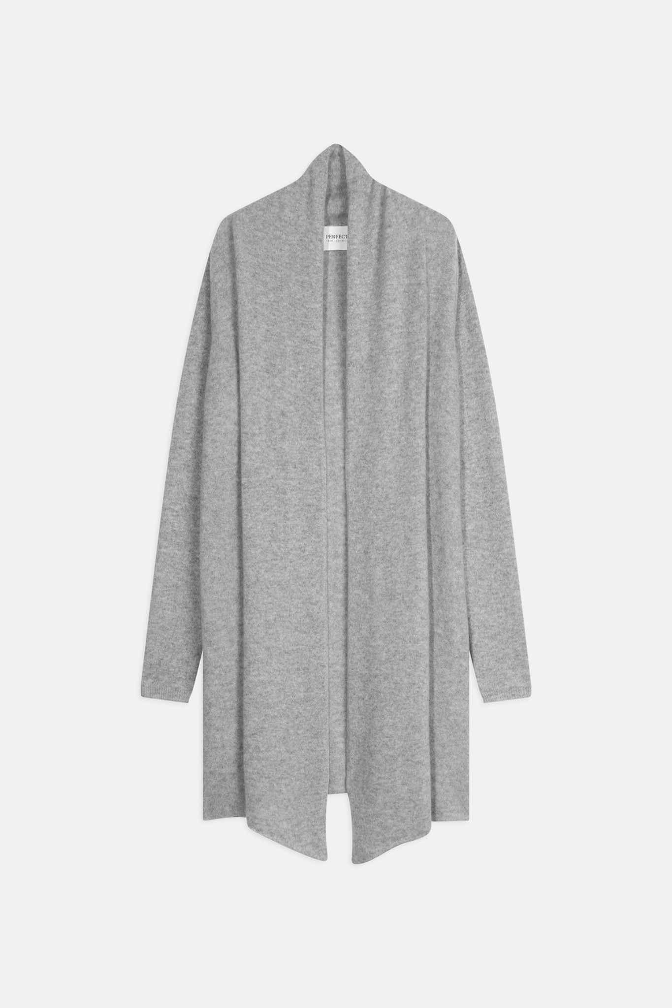 kara veste longue ouverte col châle nuage chiné 100% cachemire