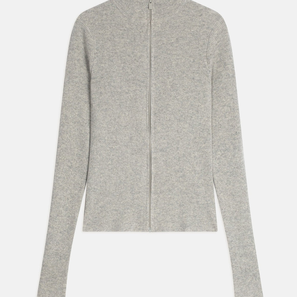 kelion gilet zippé col montant gris chiné 100% cachemire