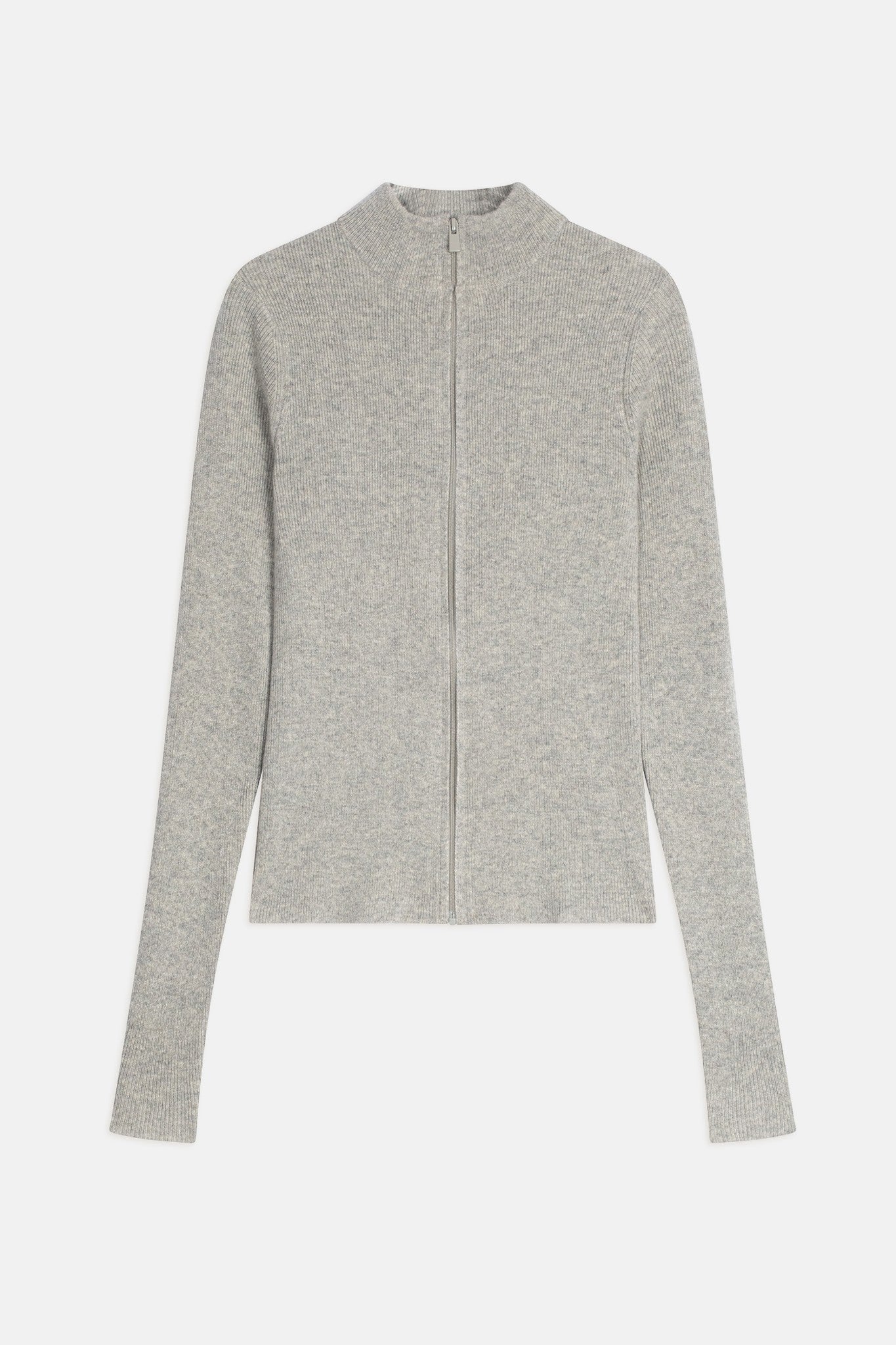 kelion gilet zippé col montant gris chiné 100% cachemire