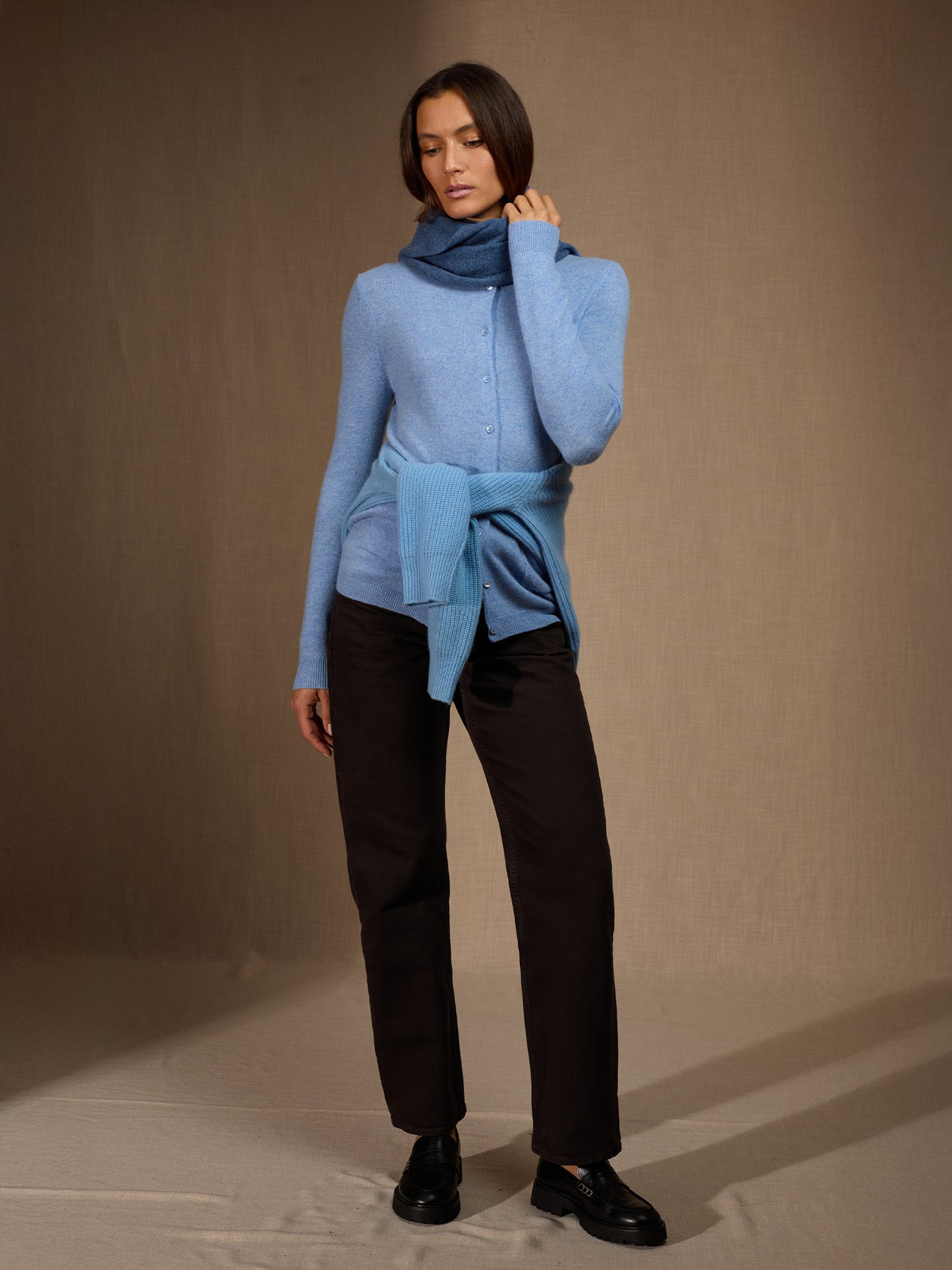 KELLY écharpe bleu denim 100% cachemire