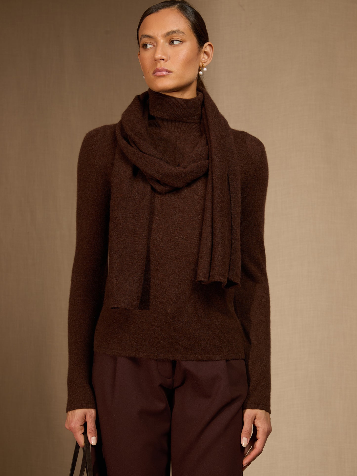 KELLY écharpe café 100% cachemire
