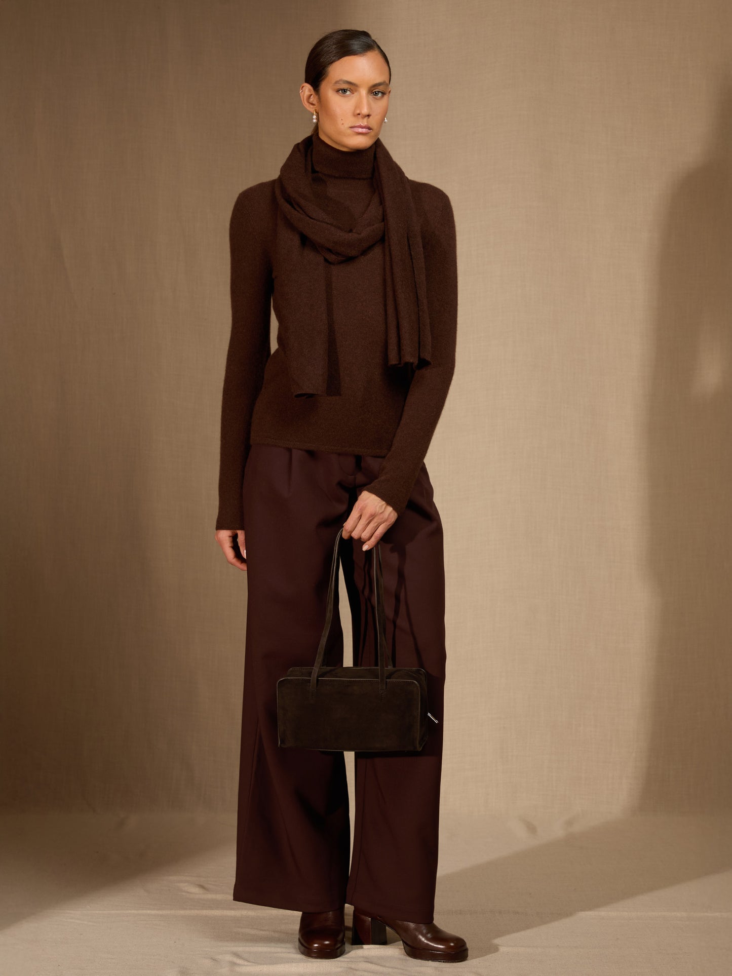 KELLY écharpe café 100% cachemire