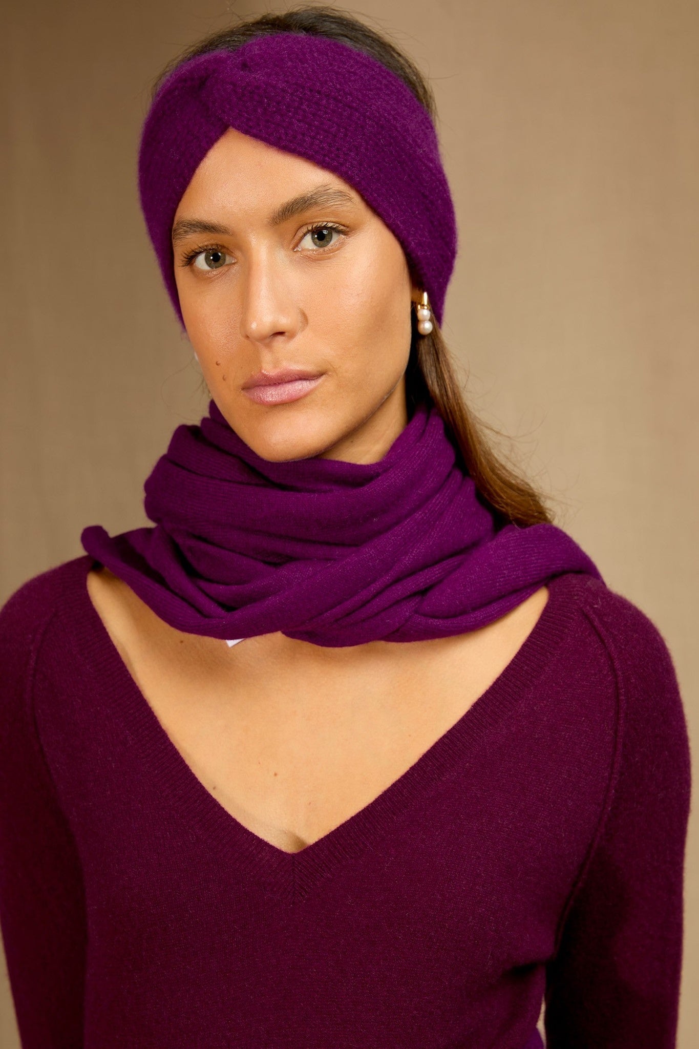 kelly écharpe prune 100% cachemire