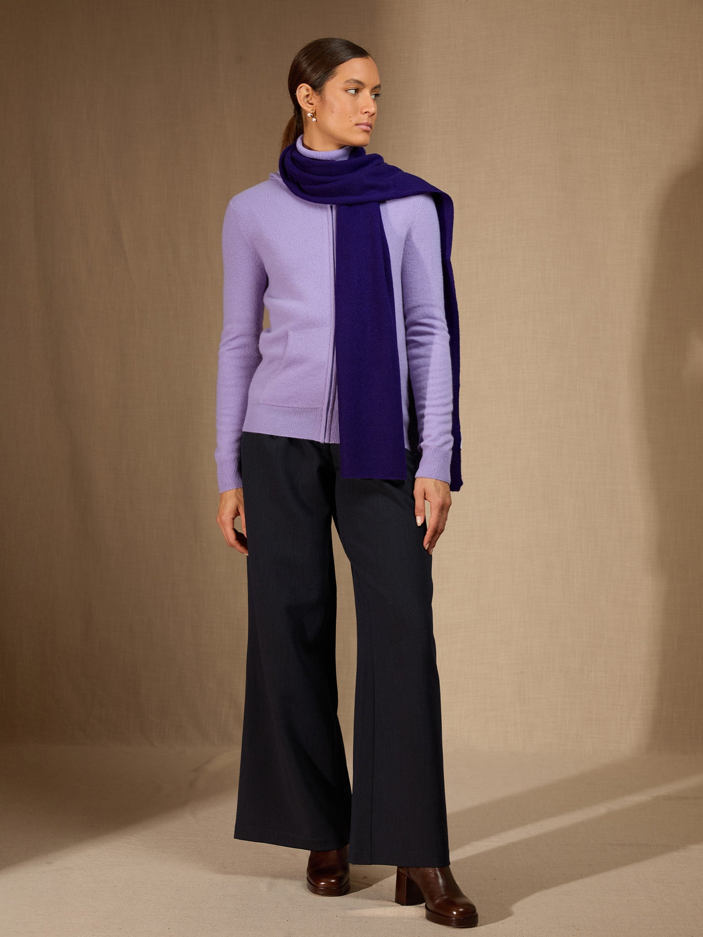 KELLY écharpe purple 100% cachemire