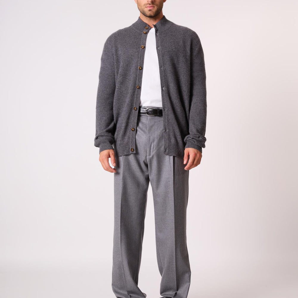 KIDSTON cardigan col montant anthracite chiné 100% cachemire