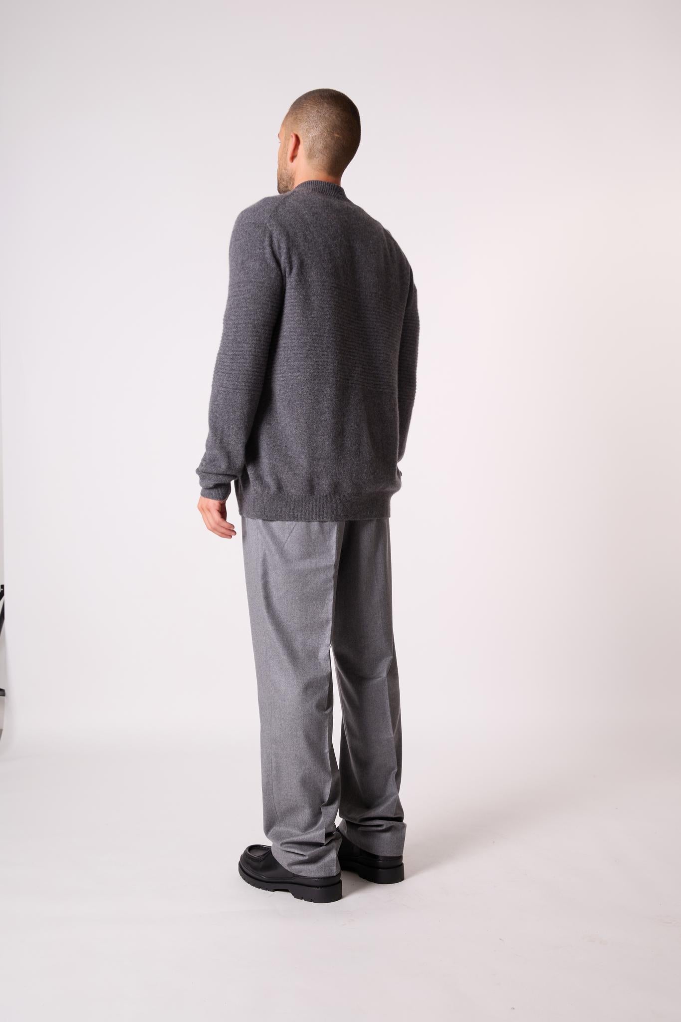 KIDSTON cardigan col montant anthracite chiné 100% cachemire