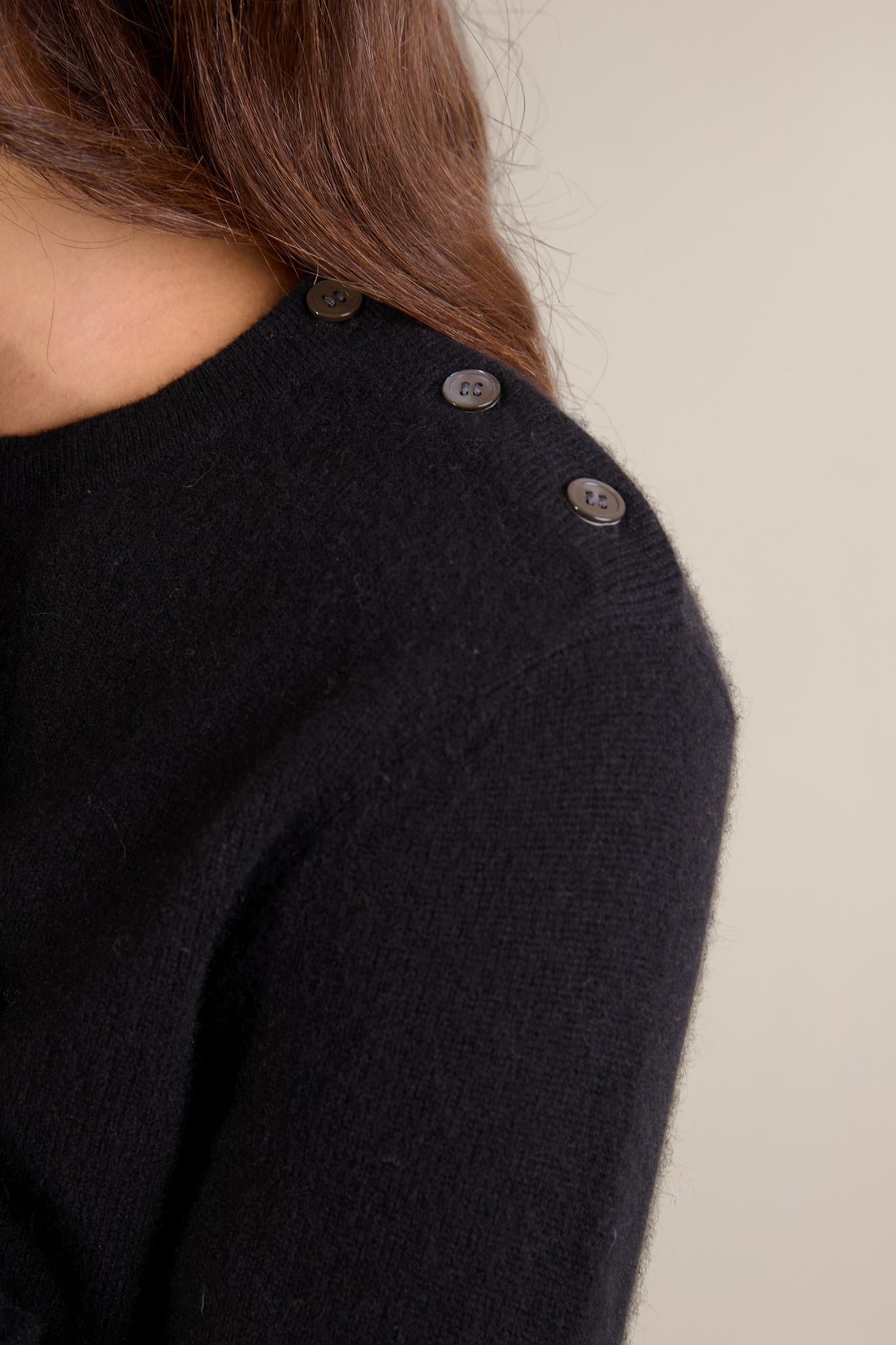 KILMAURS pull col rond marin noir 100% cachemire