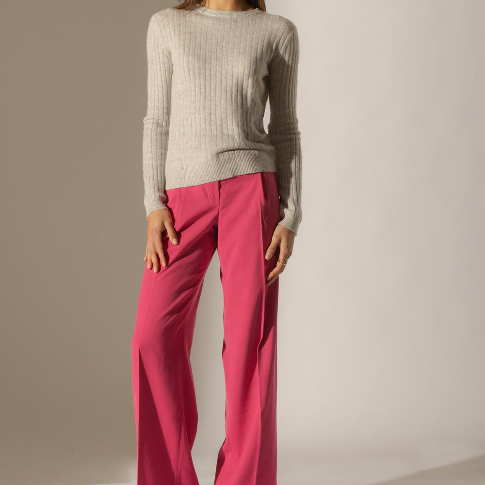 KYLIE  pull col rond glacier chiné 100% cachemire