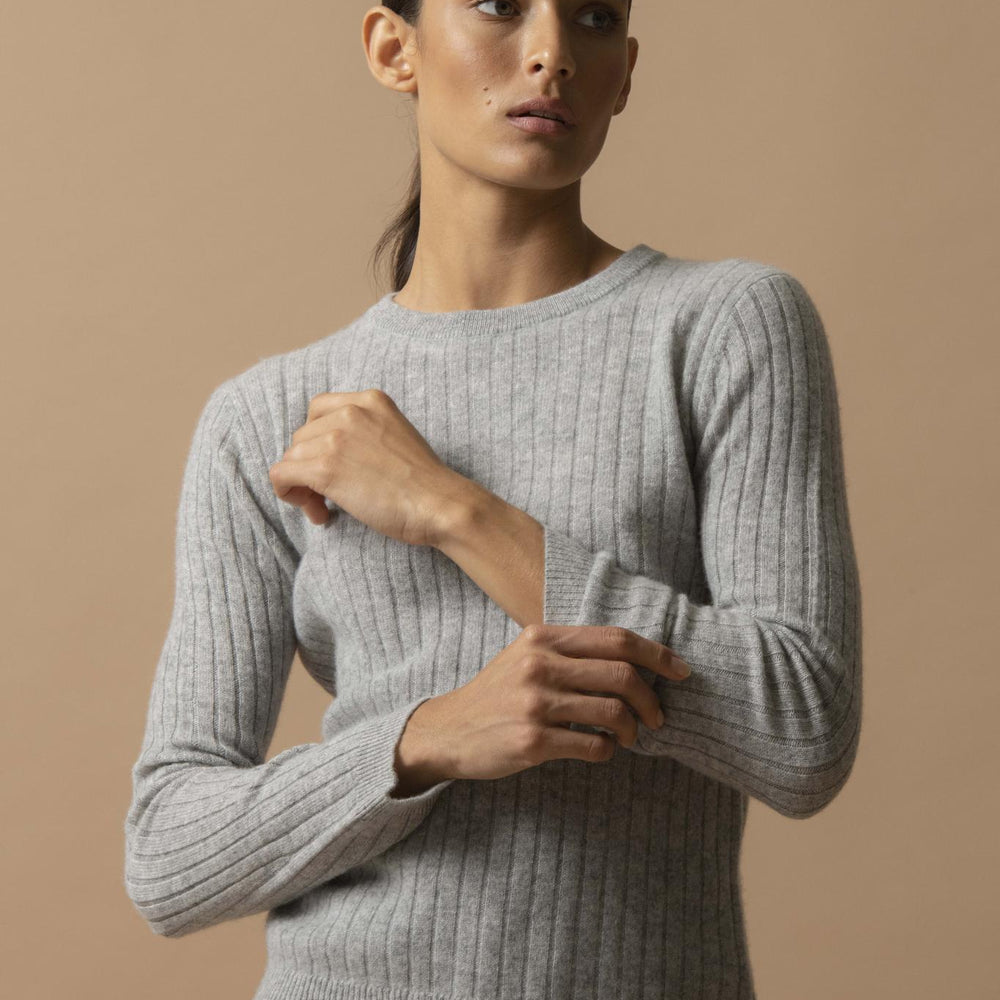 KYLIE  pull col rond nuage chiné 100% cachemire