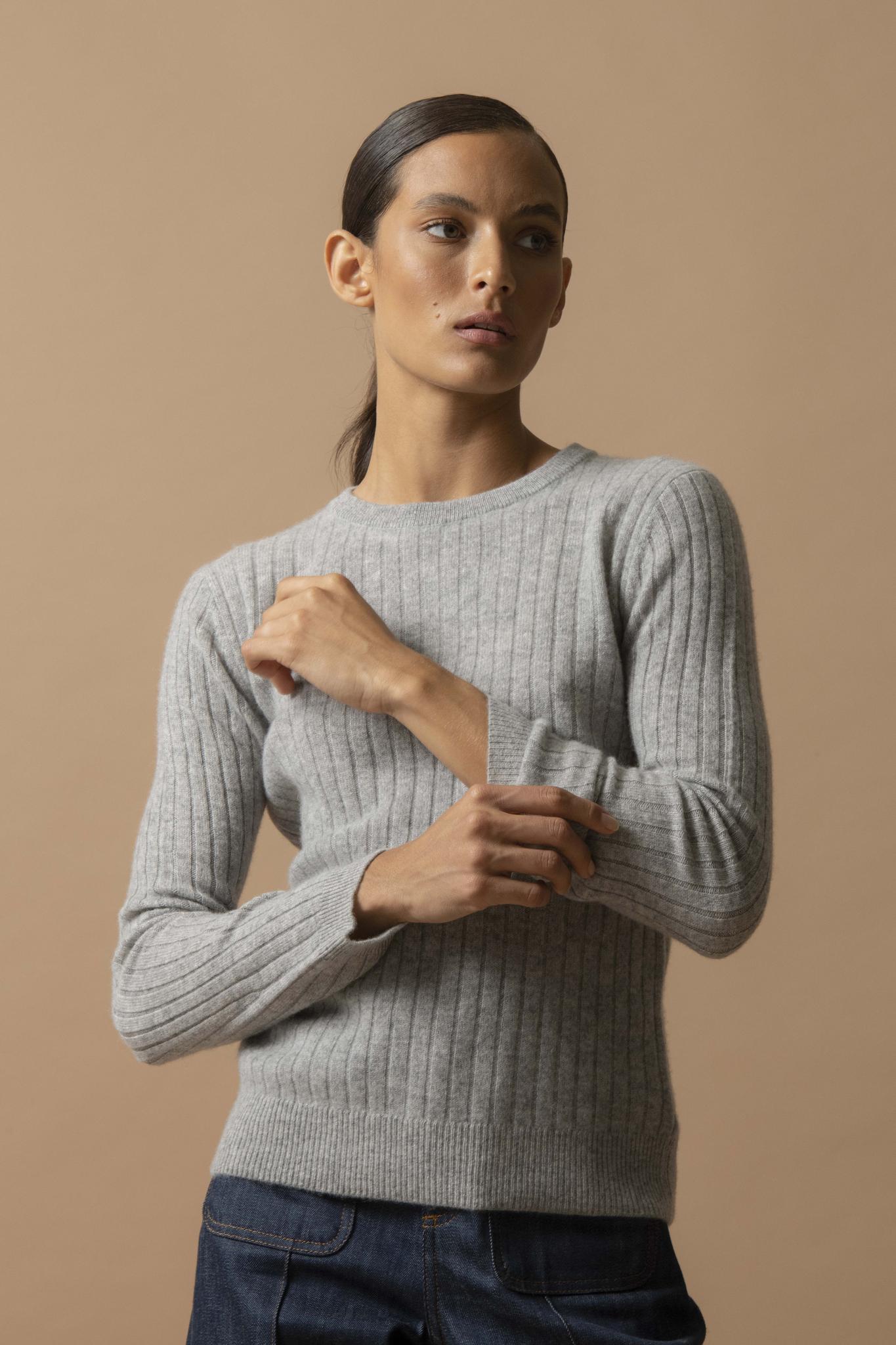 KYLIE  pull col rond nuage chiné 100% cachemire