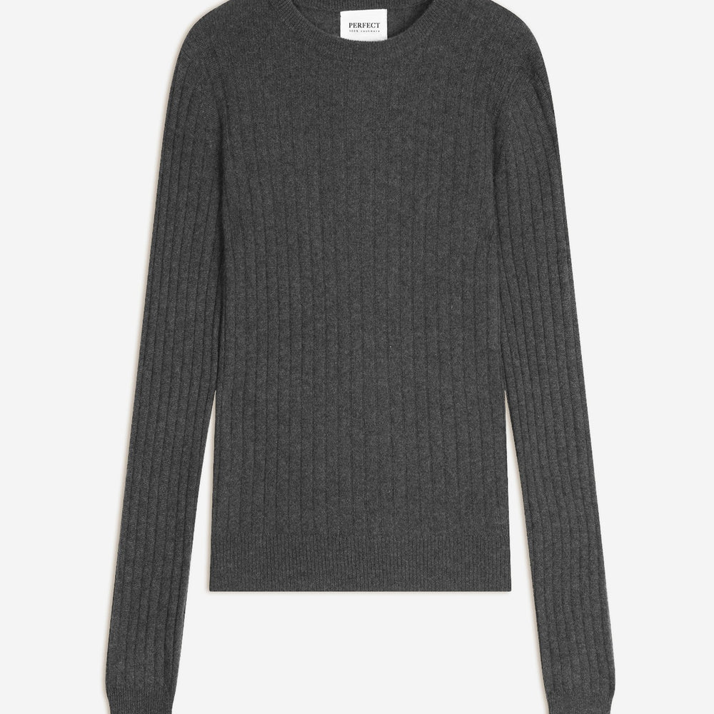 kylie pull col rond anthracite chiné 100% cachemire