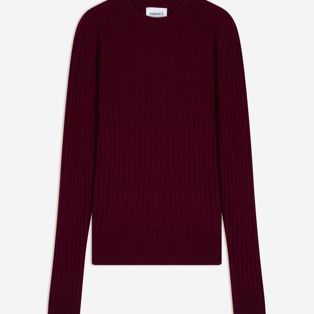 kylie pull col rond bordeaux 100% cachemire