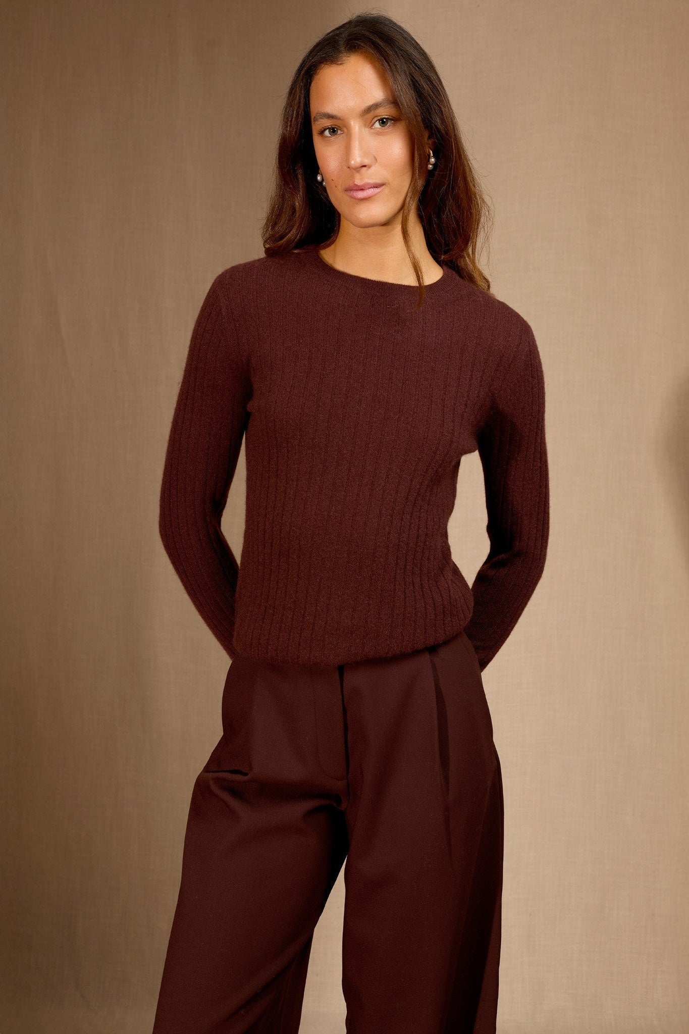 kylie pull col rond espresso 100% cachemire