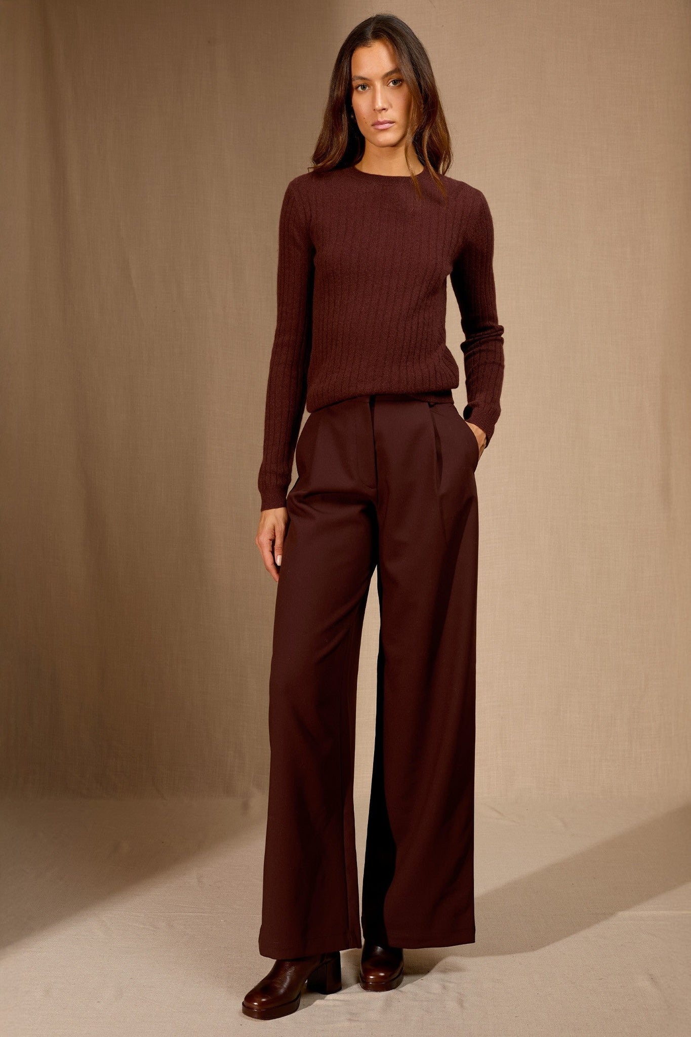 kylie pull col rond espresso 100% cachemire