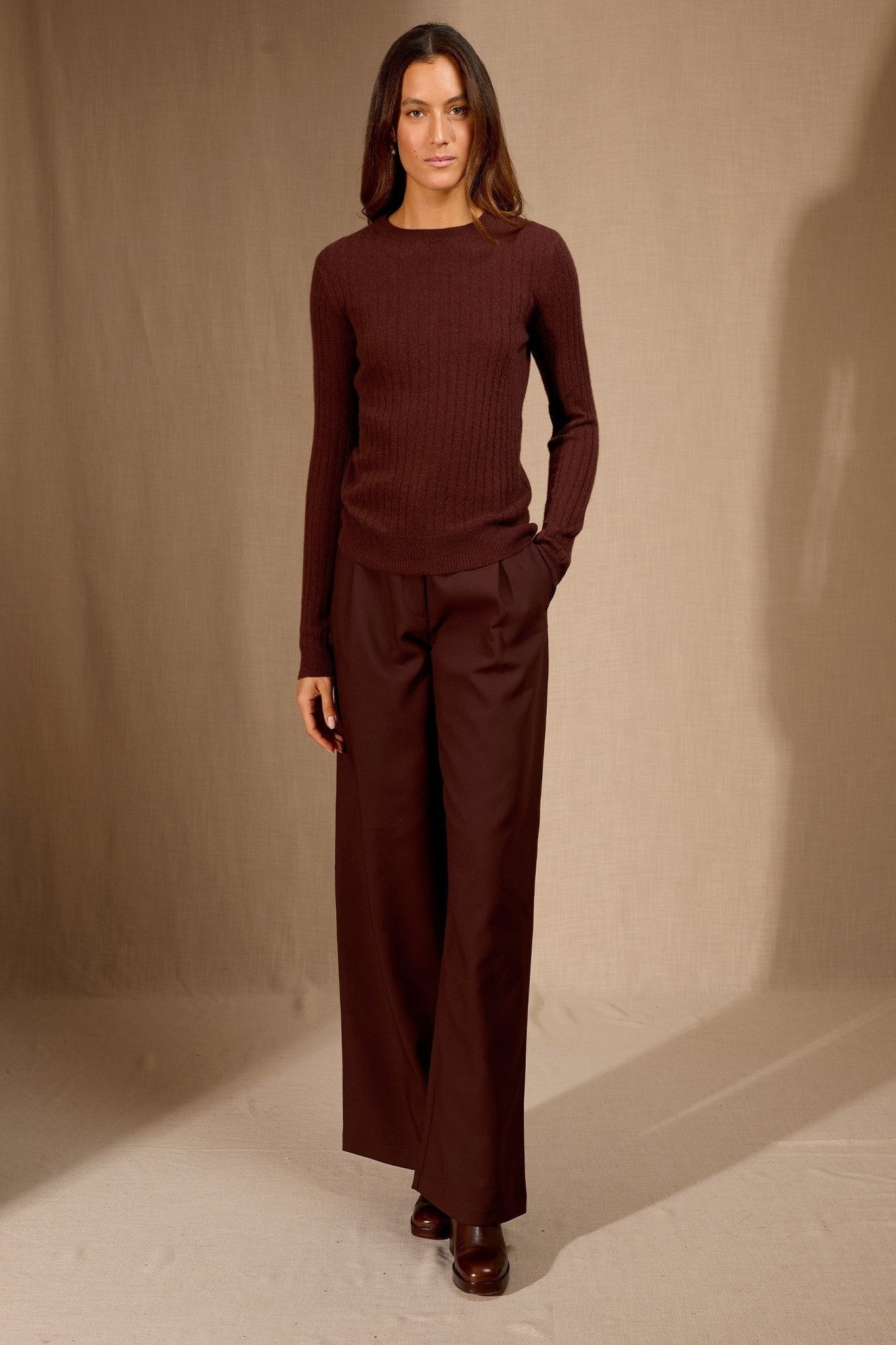 kylie pull col rond espresso 100% cachemire