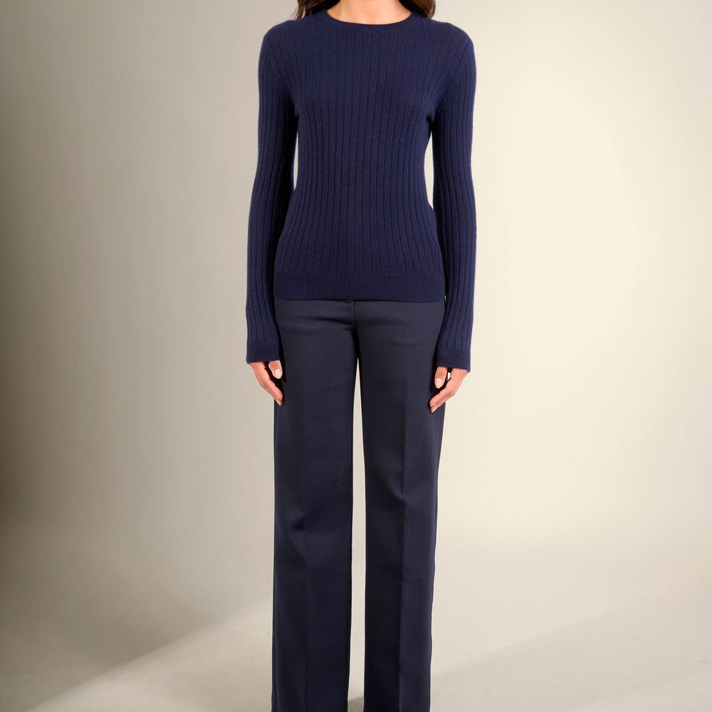 kylie pull col rond navy 100% cachemire