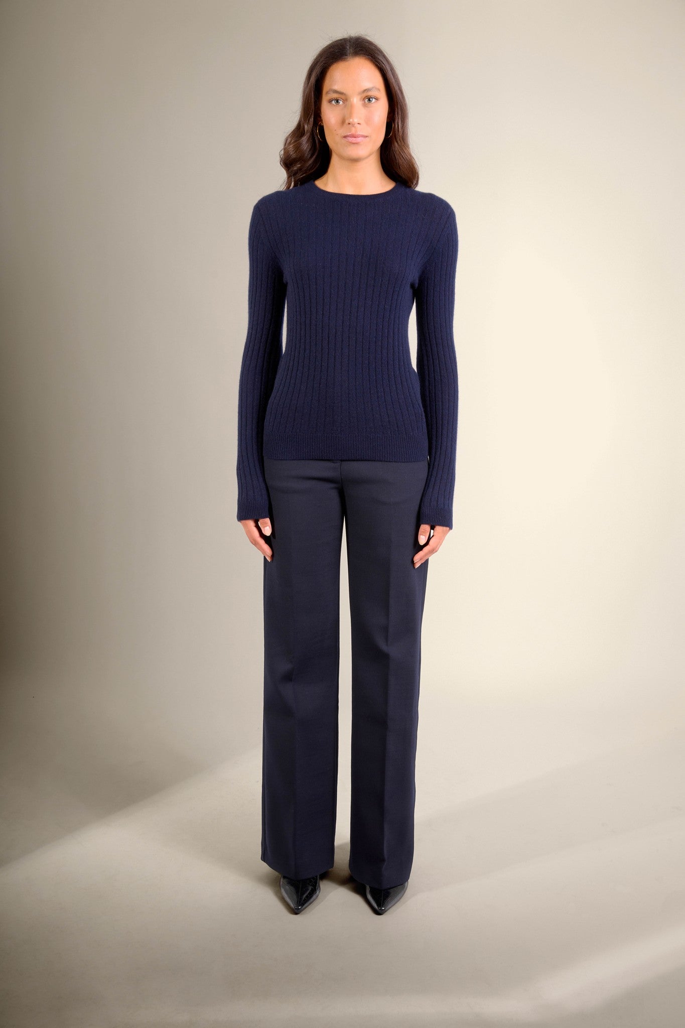 kylie pull col rond navy 100% cachemire