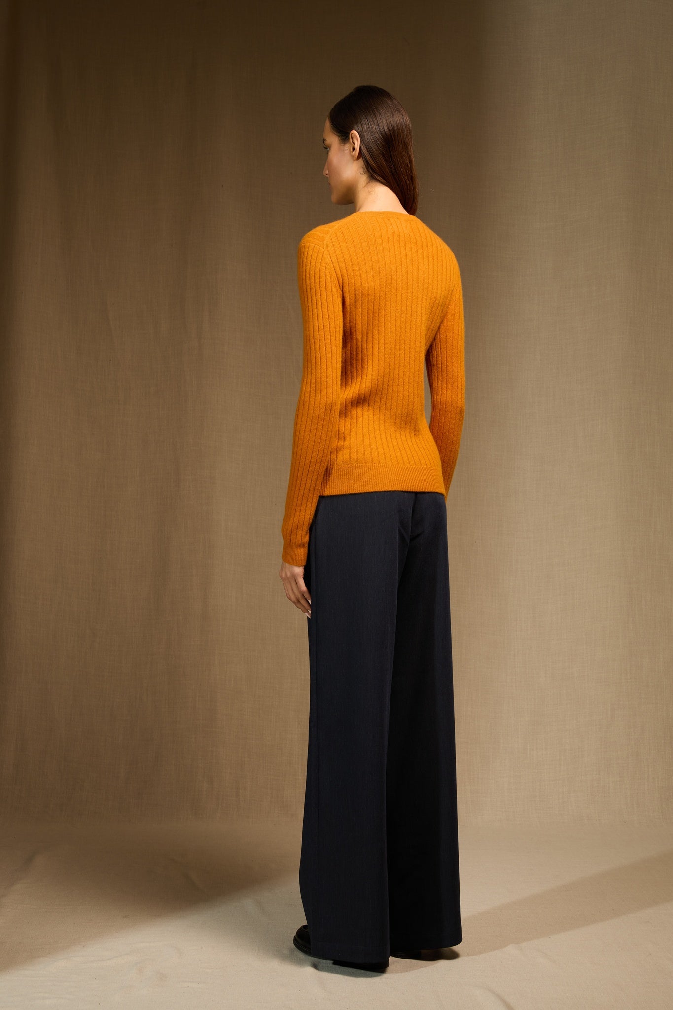 KYLIE pull col rond ocre 100% cachemire